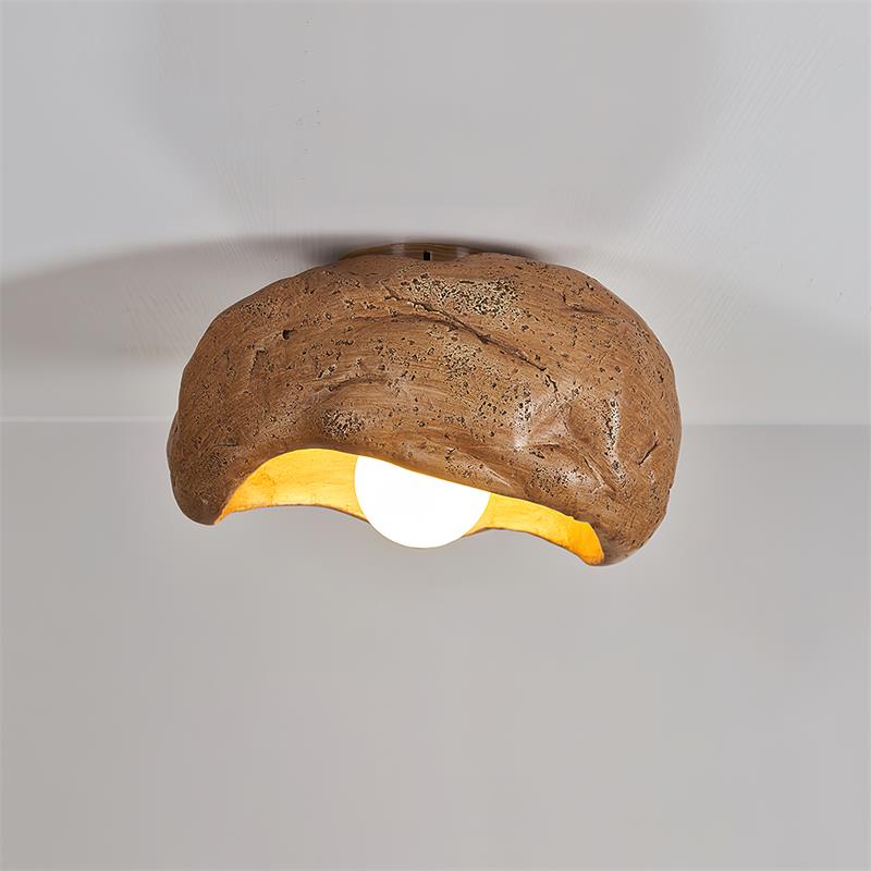 Nami Plafonnier Sculpté Travertin Roche Texture Rustique