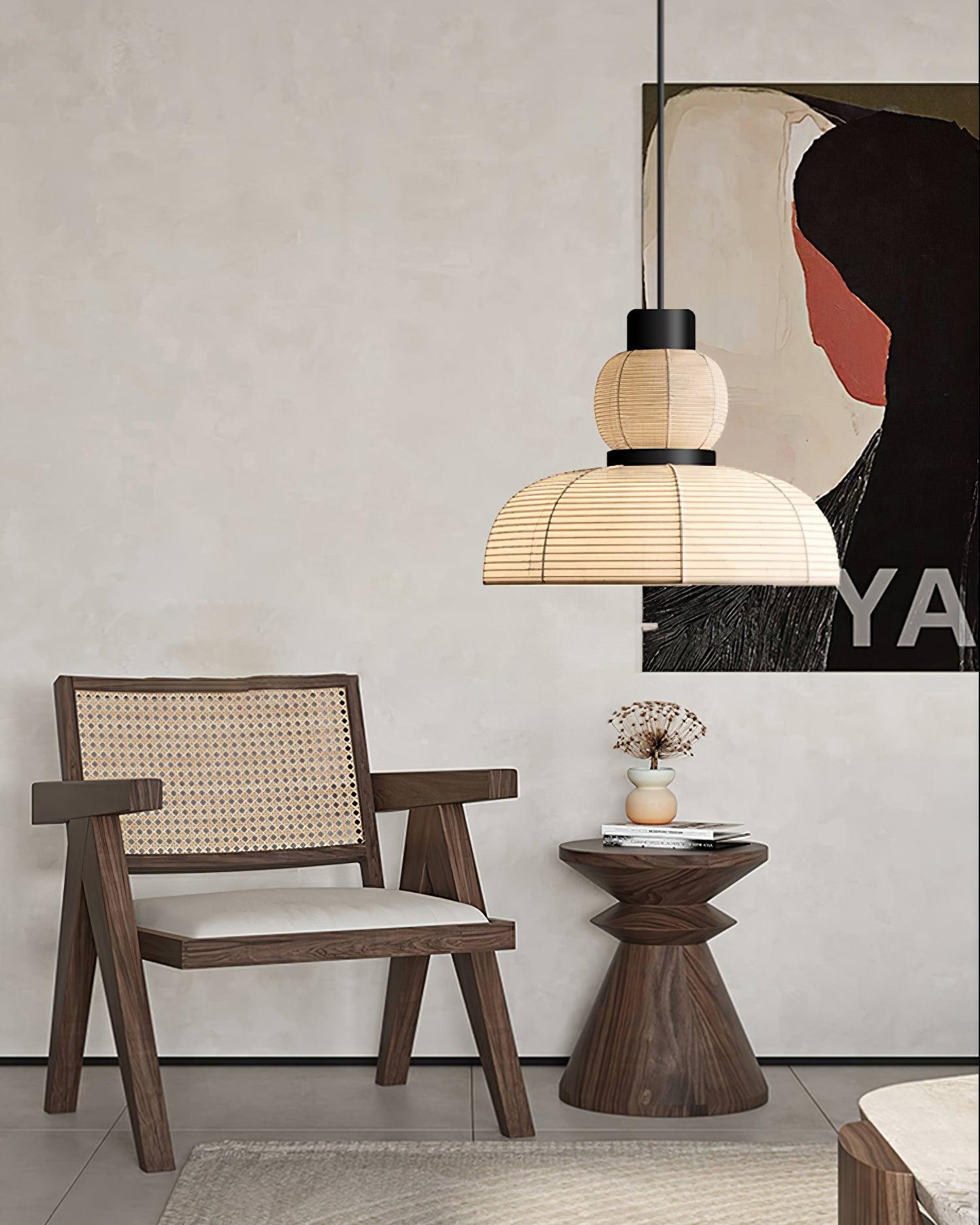Suspension Abat-jour en Tissu Blanc Câble Noir Lueur Ambiante Douce