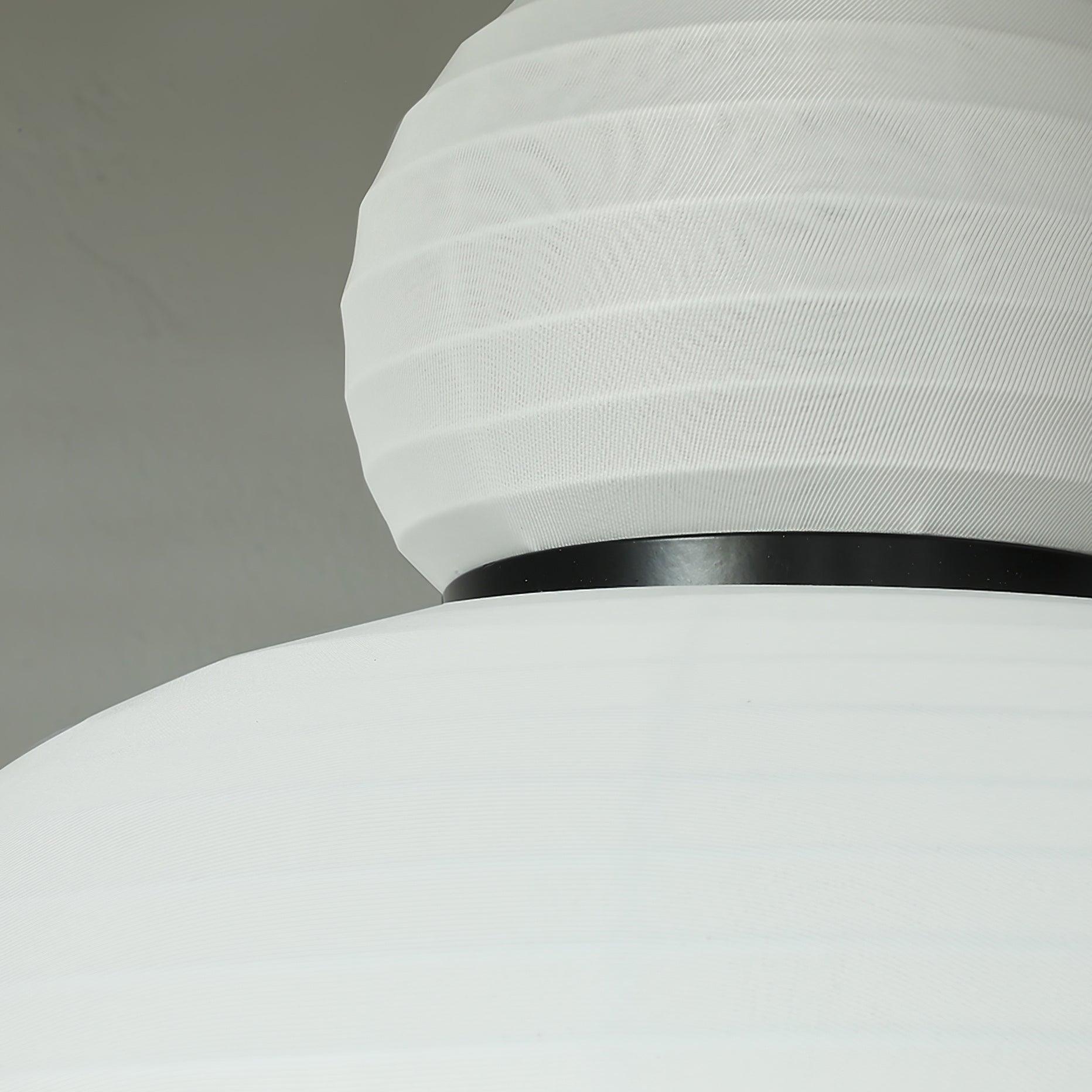 Suspension Abat-jour en Tissu Blanc Câble Noir Lueur Ambiante Douce