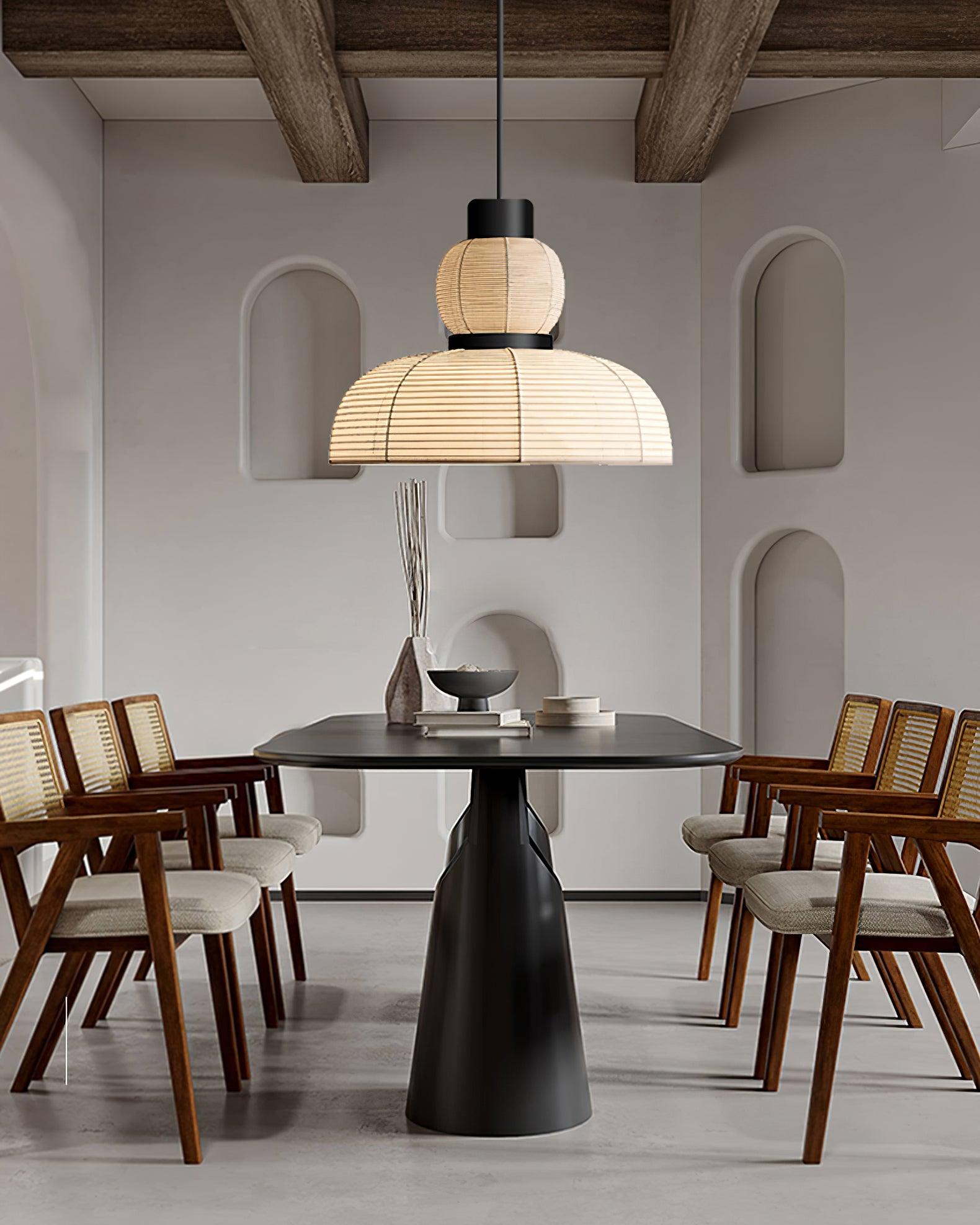 Suspension Abat-jour en Tissu Blanc Câble Noir Lueur Ambiante Douce