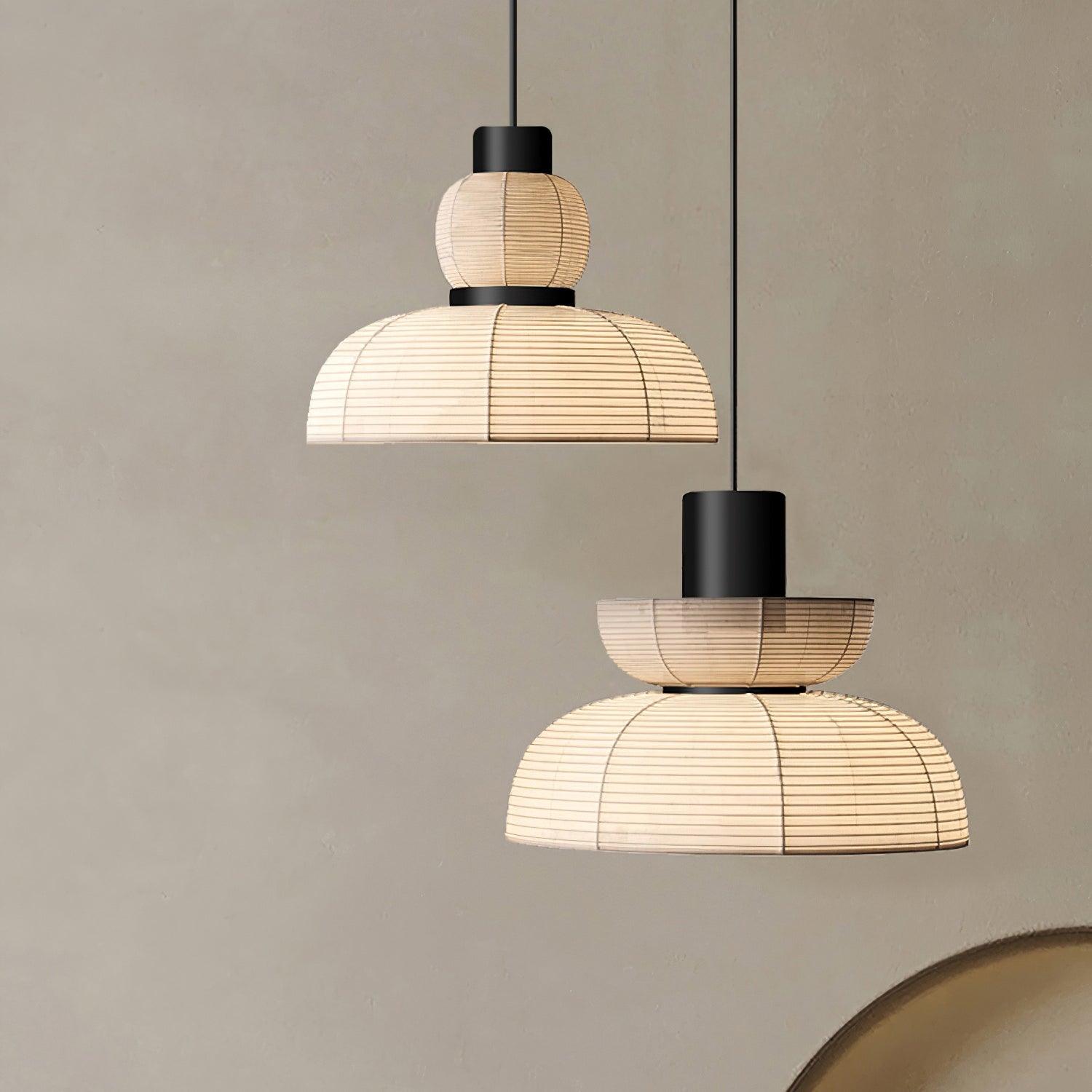 Suspension Abat-jour en Tissu Blanc Câble Noir Lueur Ambiante Douce