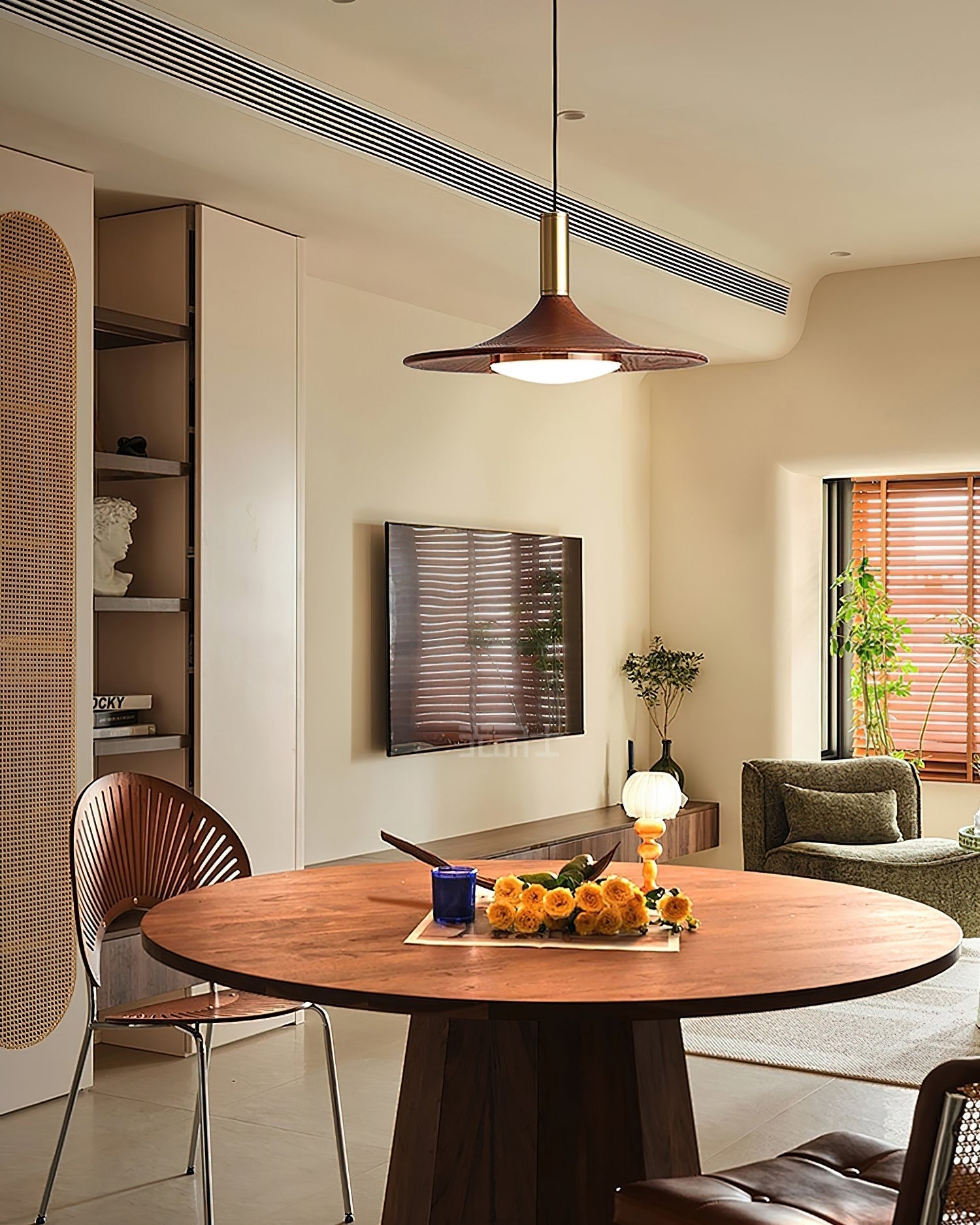 Virelli Suspension Disque Effet Bois LED Acrylique Midcentury