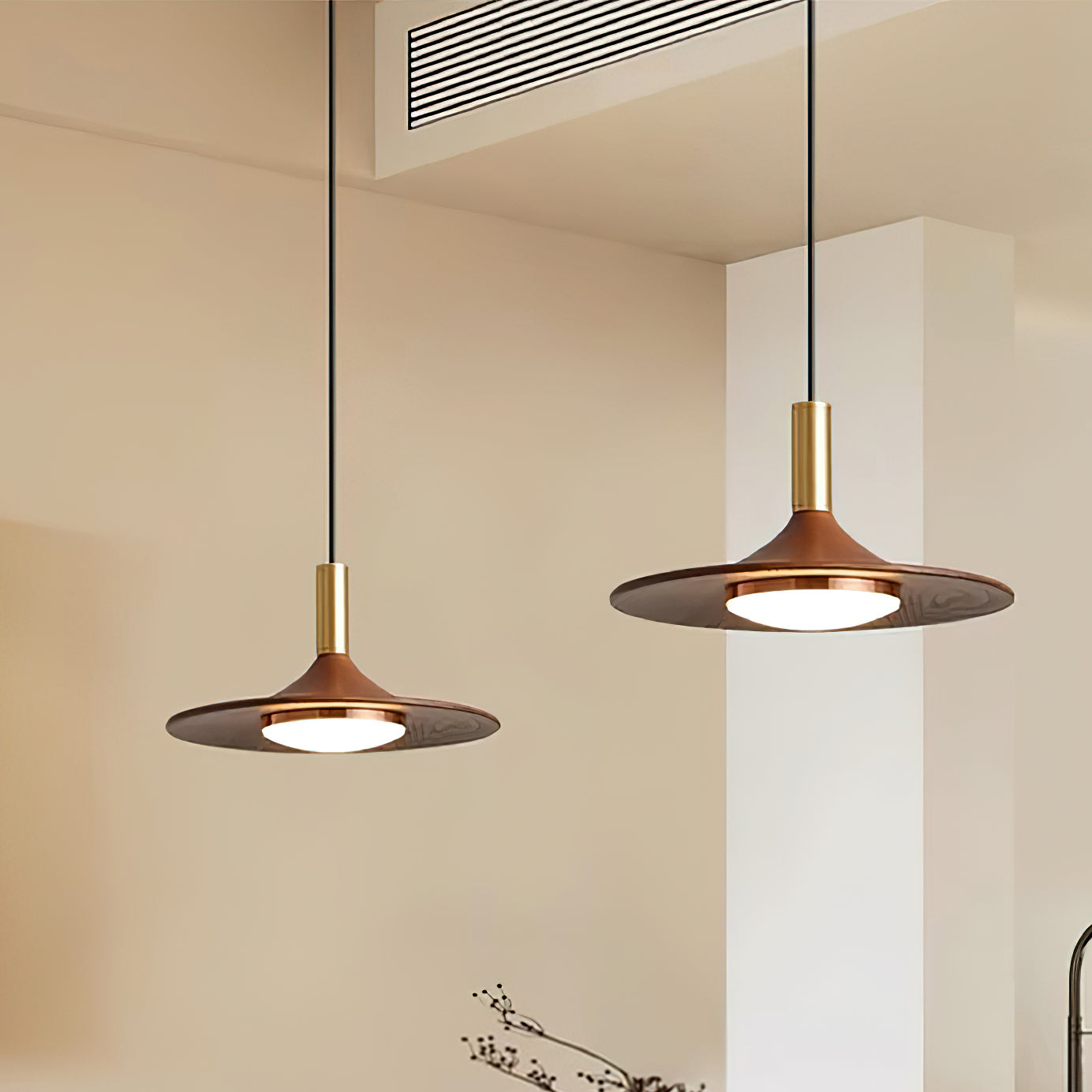 Virelli Suspension Disque Effet Bois LED Acrylique Midcentury