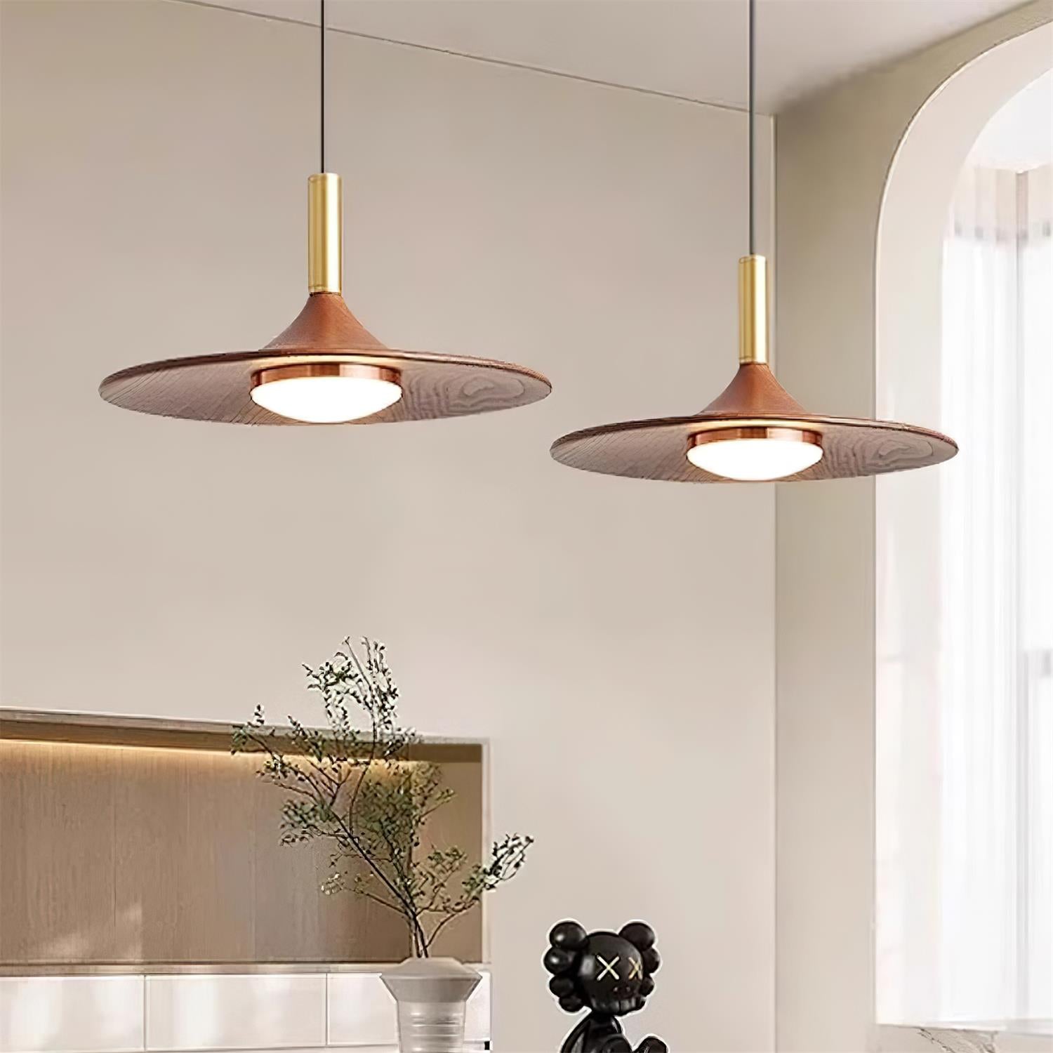 Virelli Suspension Disque Effet Bois LED Acrylique Midcentury