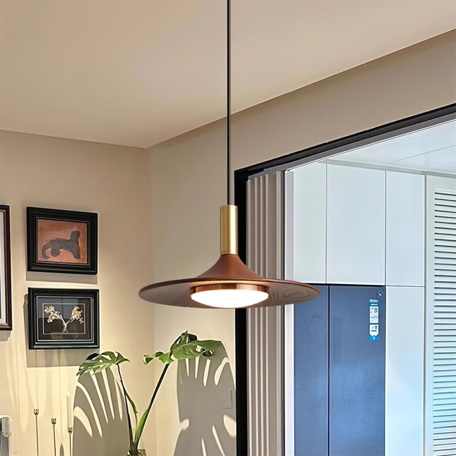 Virelli Suspension Disque Effet Bois LED Acrylique Midcentury