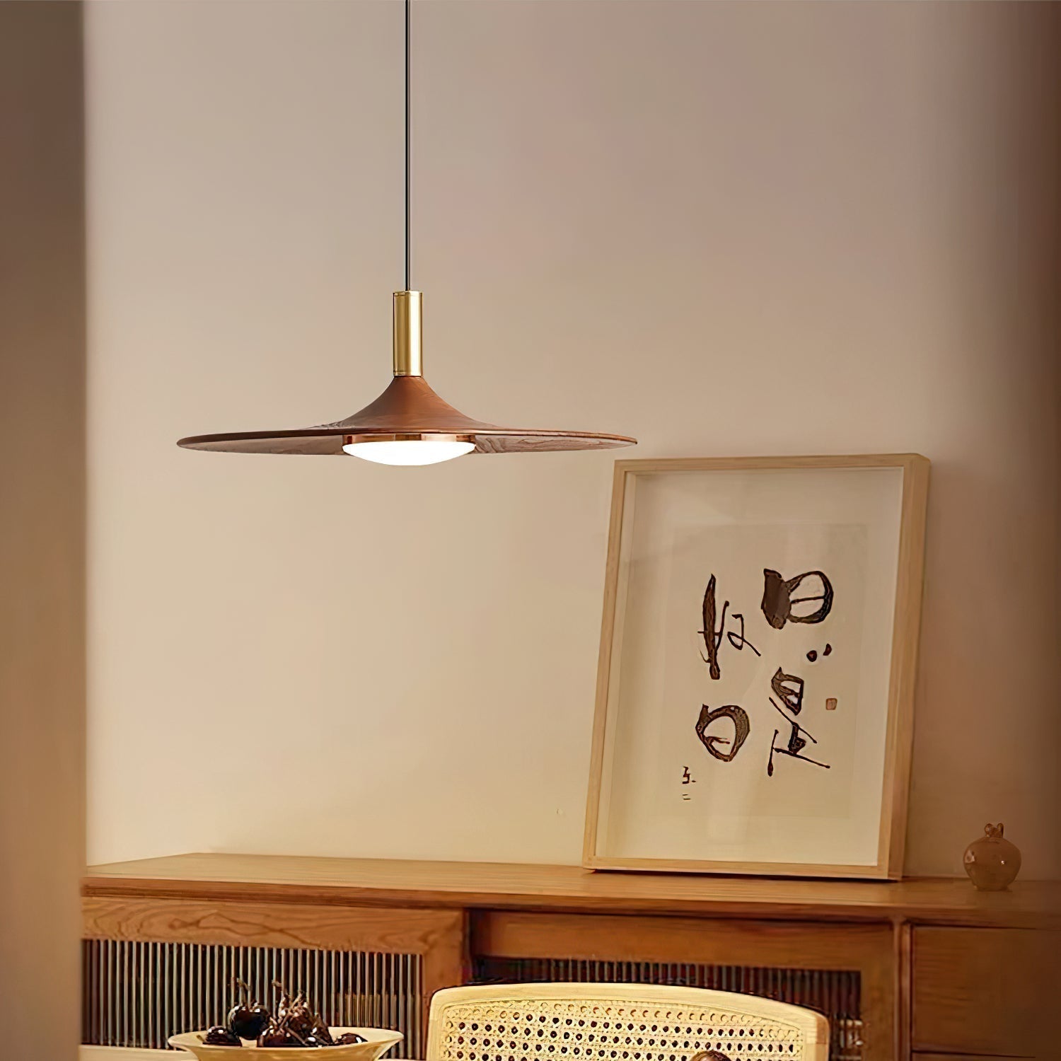 Virelli Suspension Disque Effet Bois LED Acrylique Midcentury
