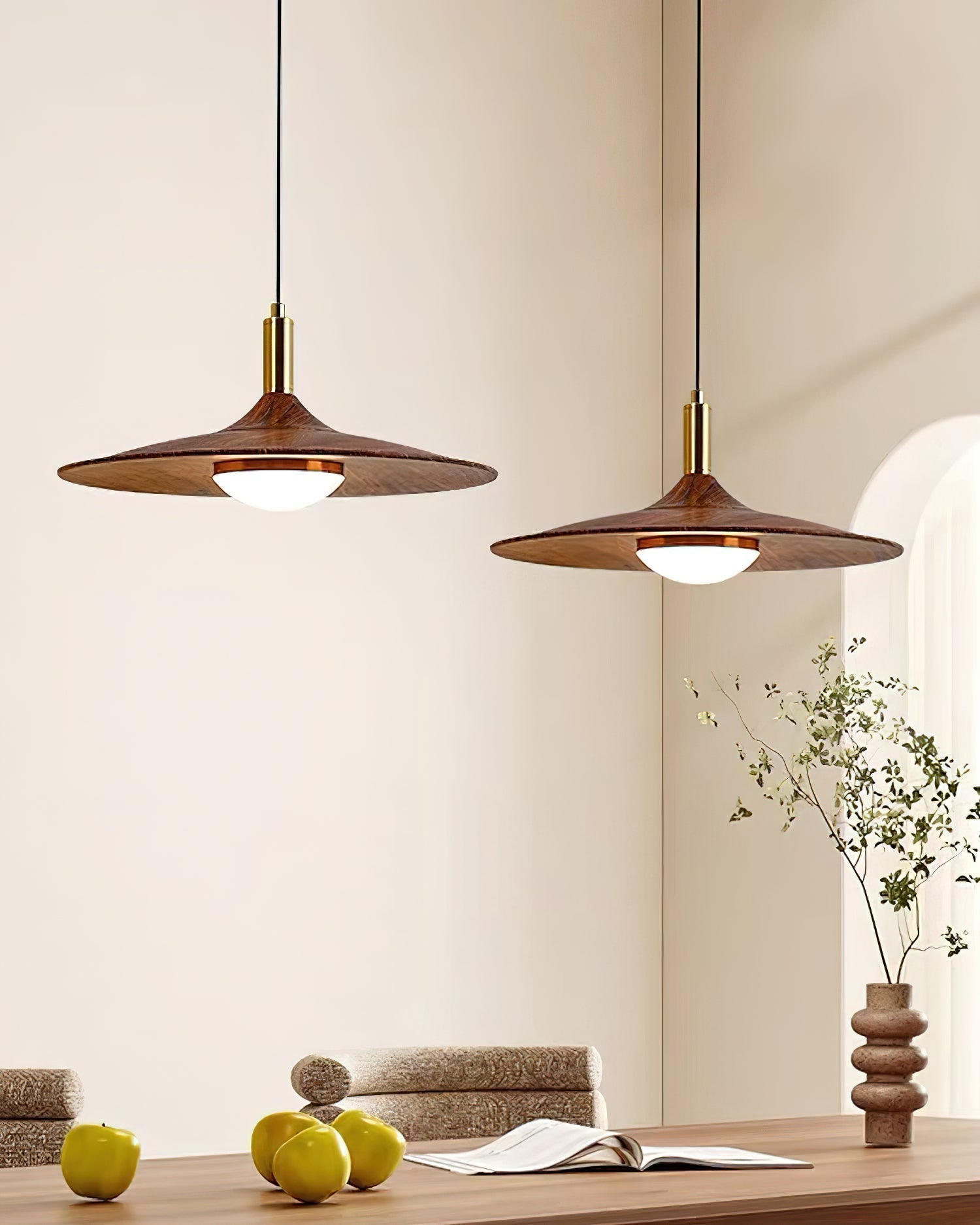 Virelli Suspension Disque Effet Bois LED Acrylique Midcentury