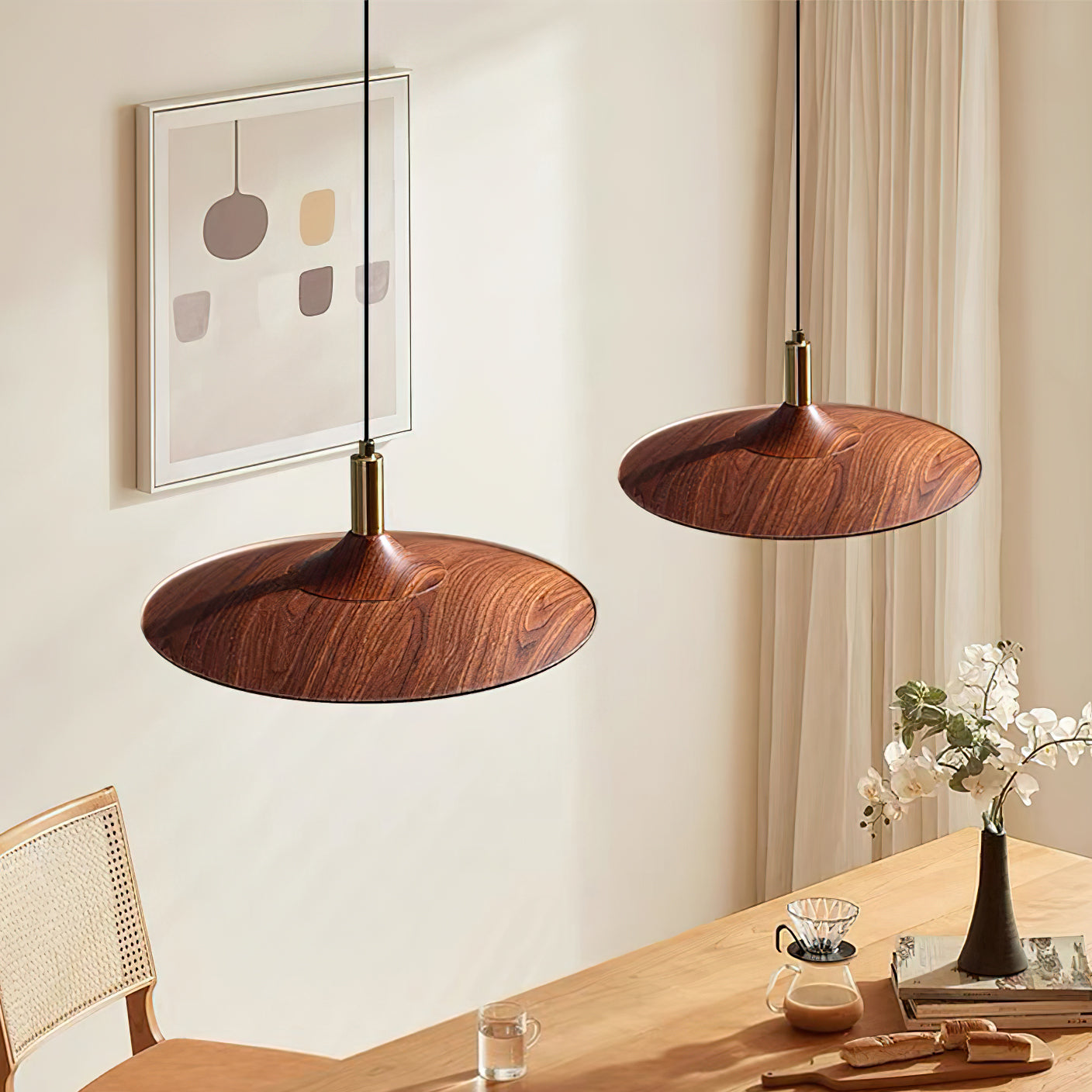 Virelli Suspension Disque Effet Bois LED Acrylique Midcentury