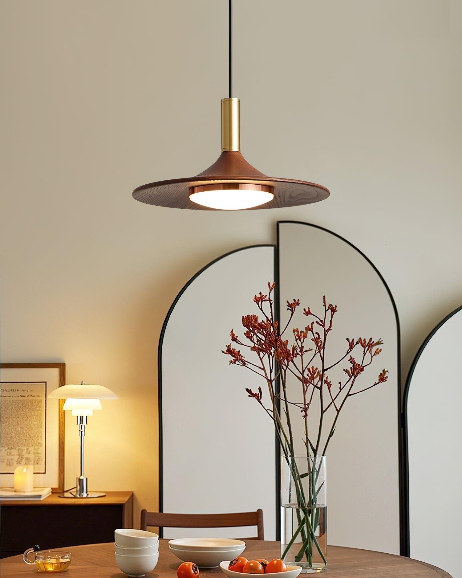Virelli Suspension Disque Effet Bois LED Acrylique Midcentury