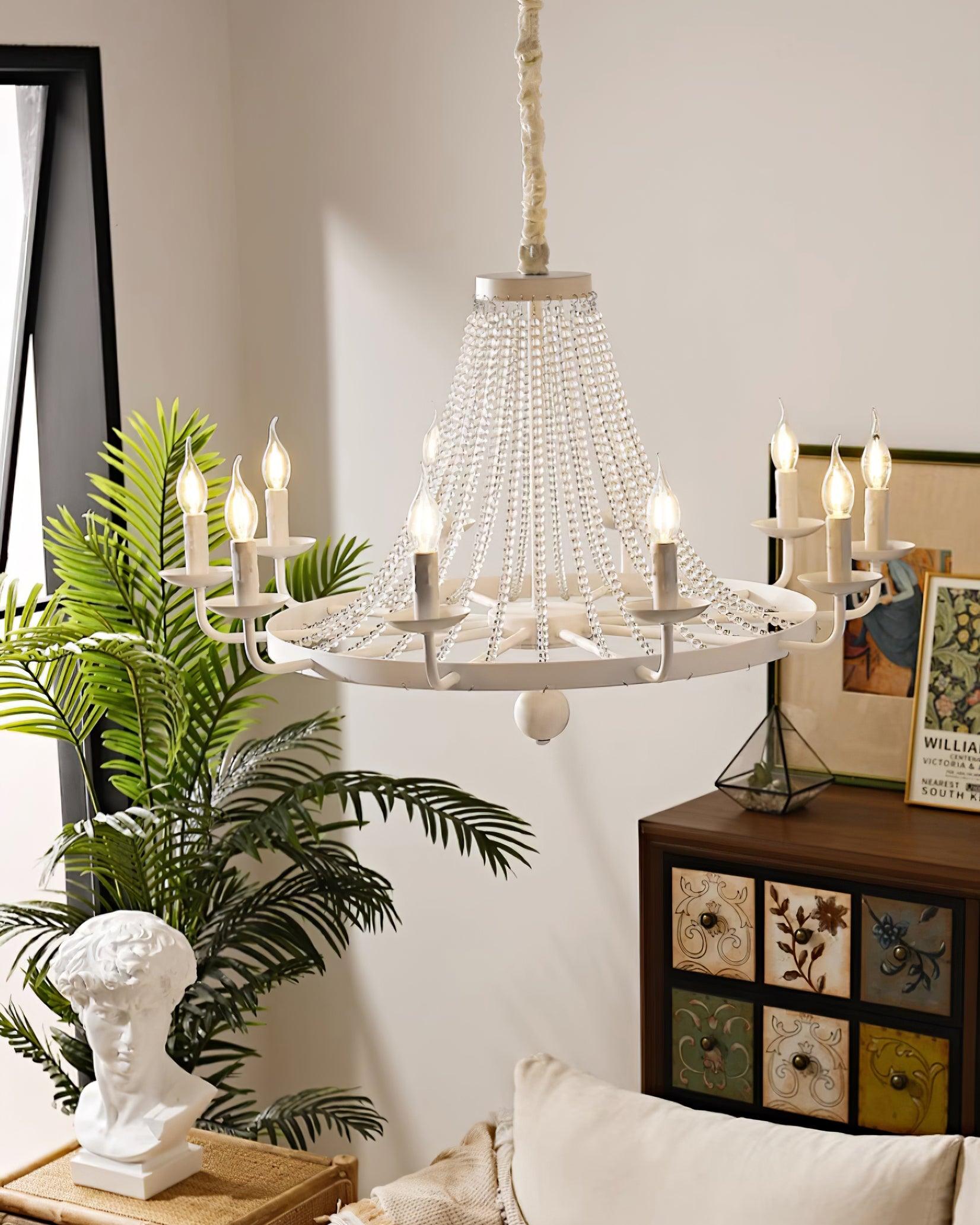 Naples Lustre Perles de Cristal Rustique Blanc Gris Royal