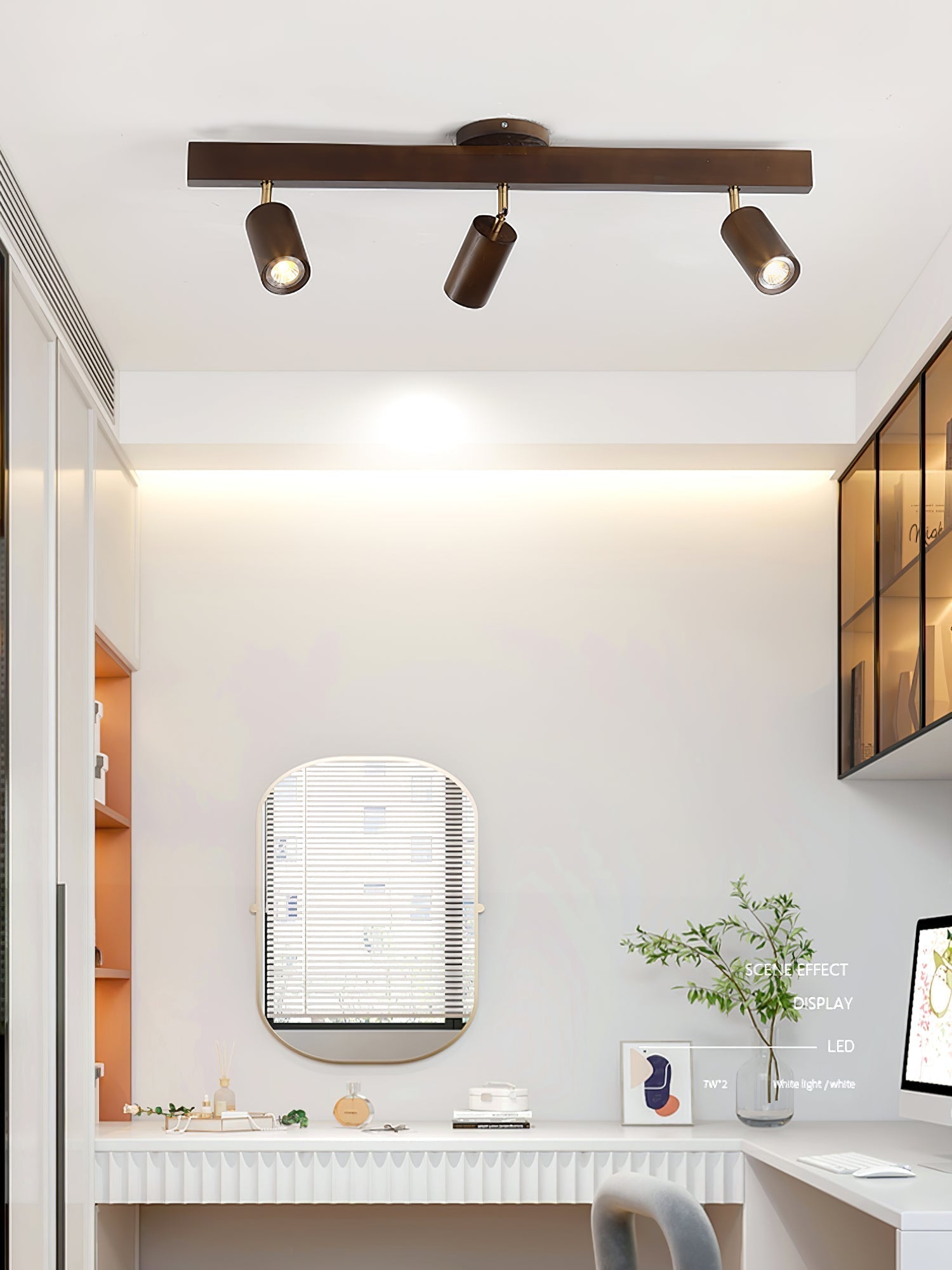 Solara Plafonnier poutre en bois naturel avec spot