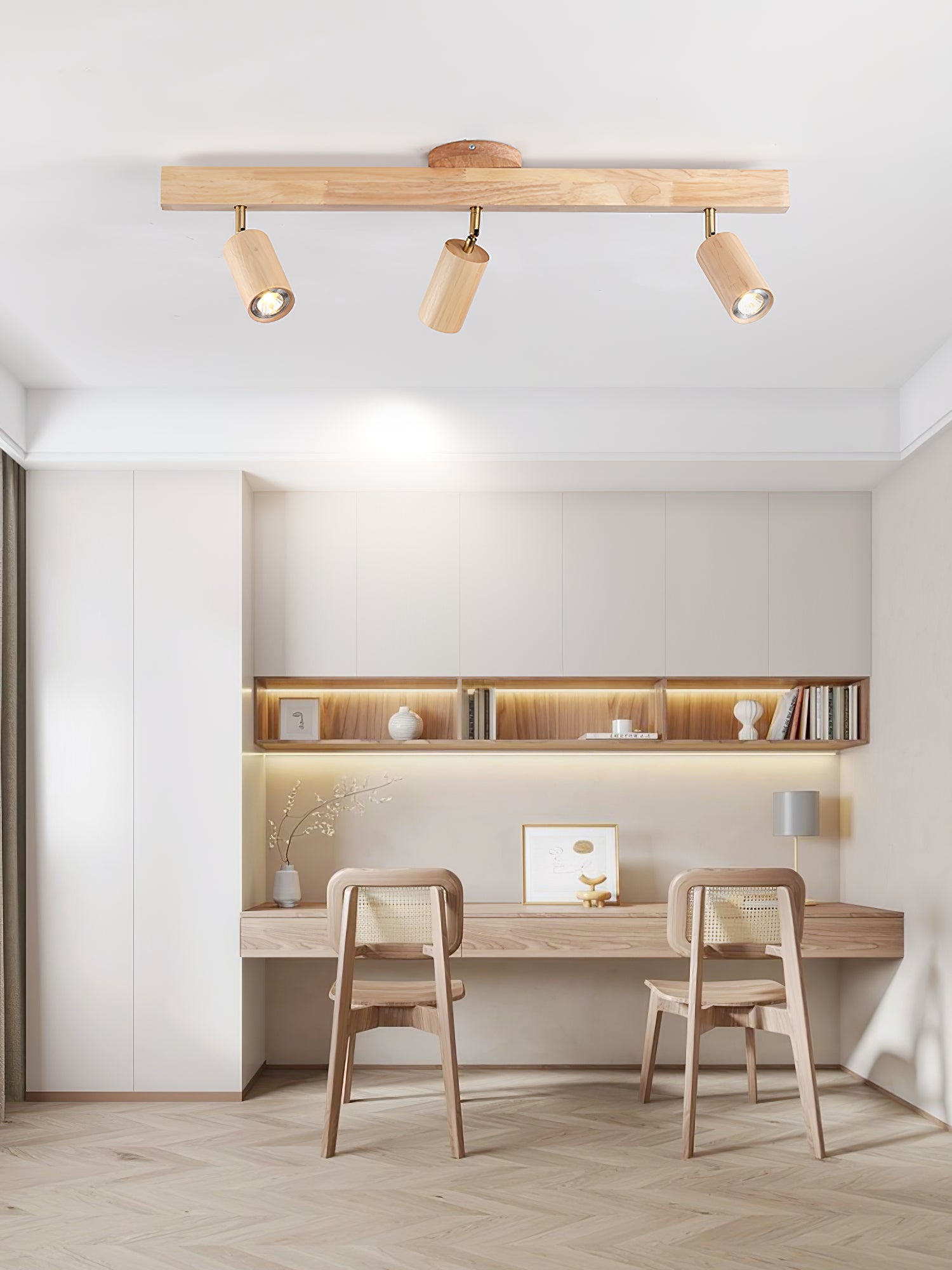 Solara Plafonnier poutre en bois naturel avec spot