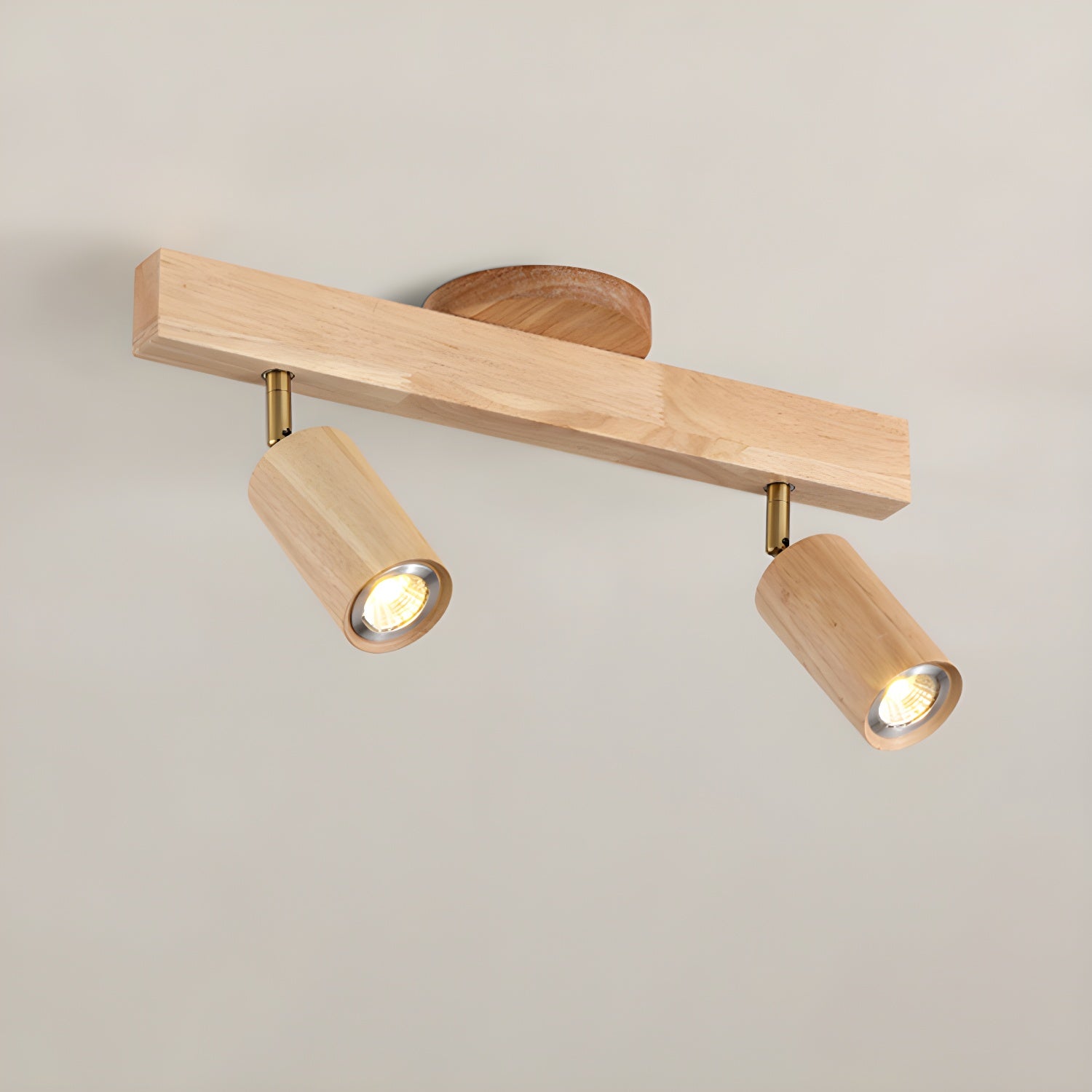 Solara Plafonnier poutre en bois naturel avec spot
