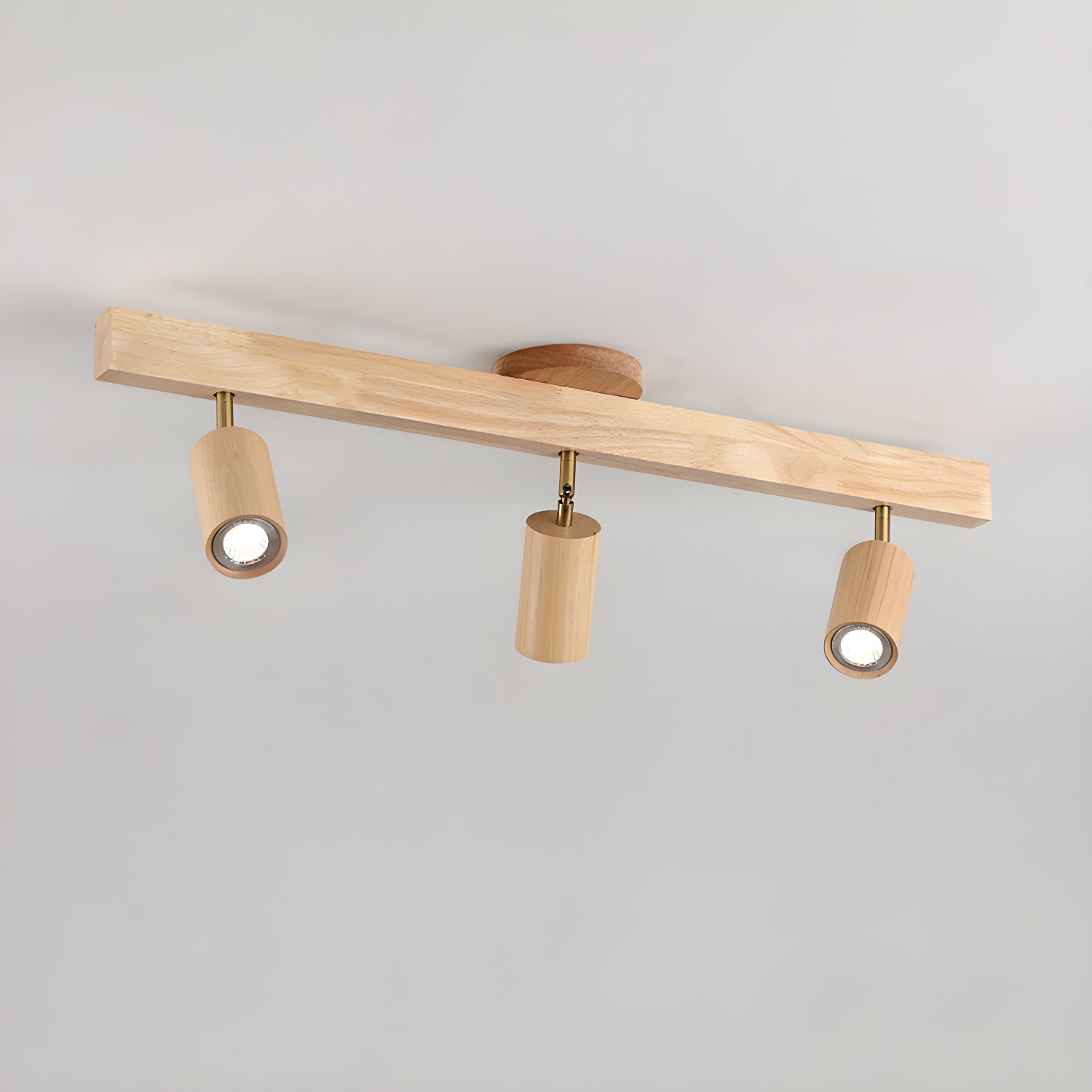 Solara Plafonnier poutre en bois naturel avec spot