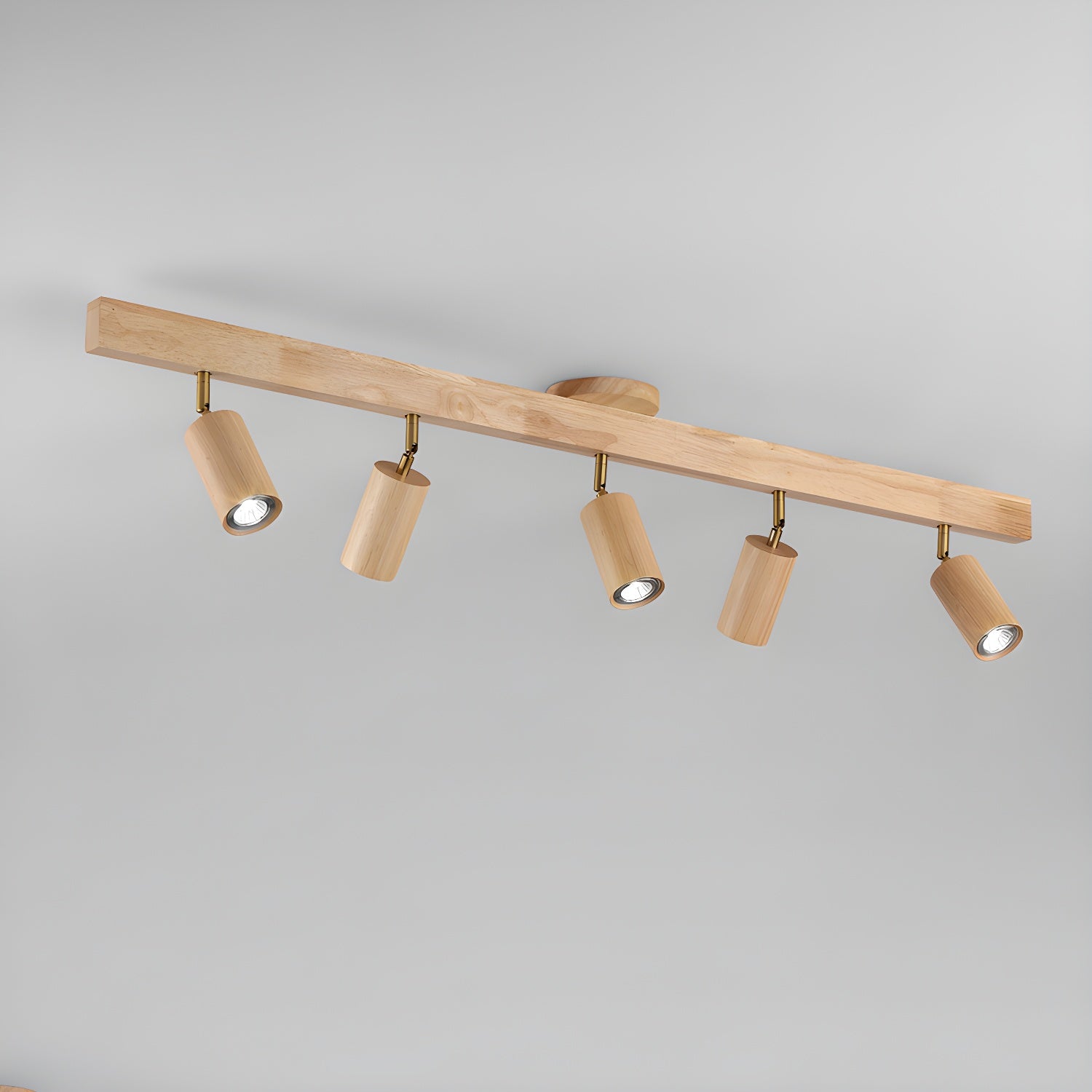 Solara Plafonnier poutre en bois naturel avec spot