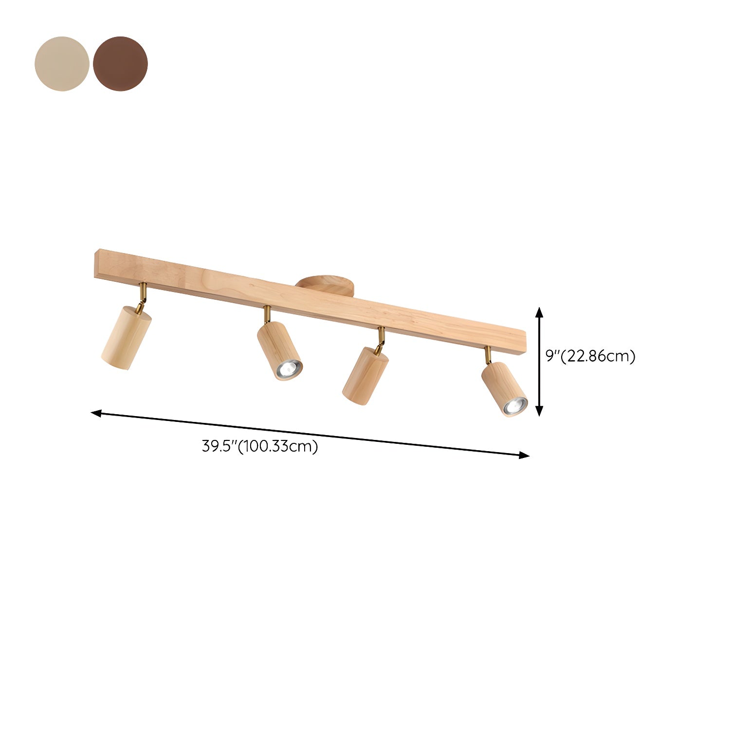 Solara Plafonnier poutre en bois naturel avec spot