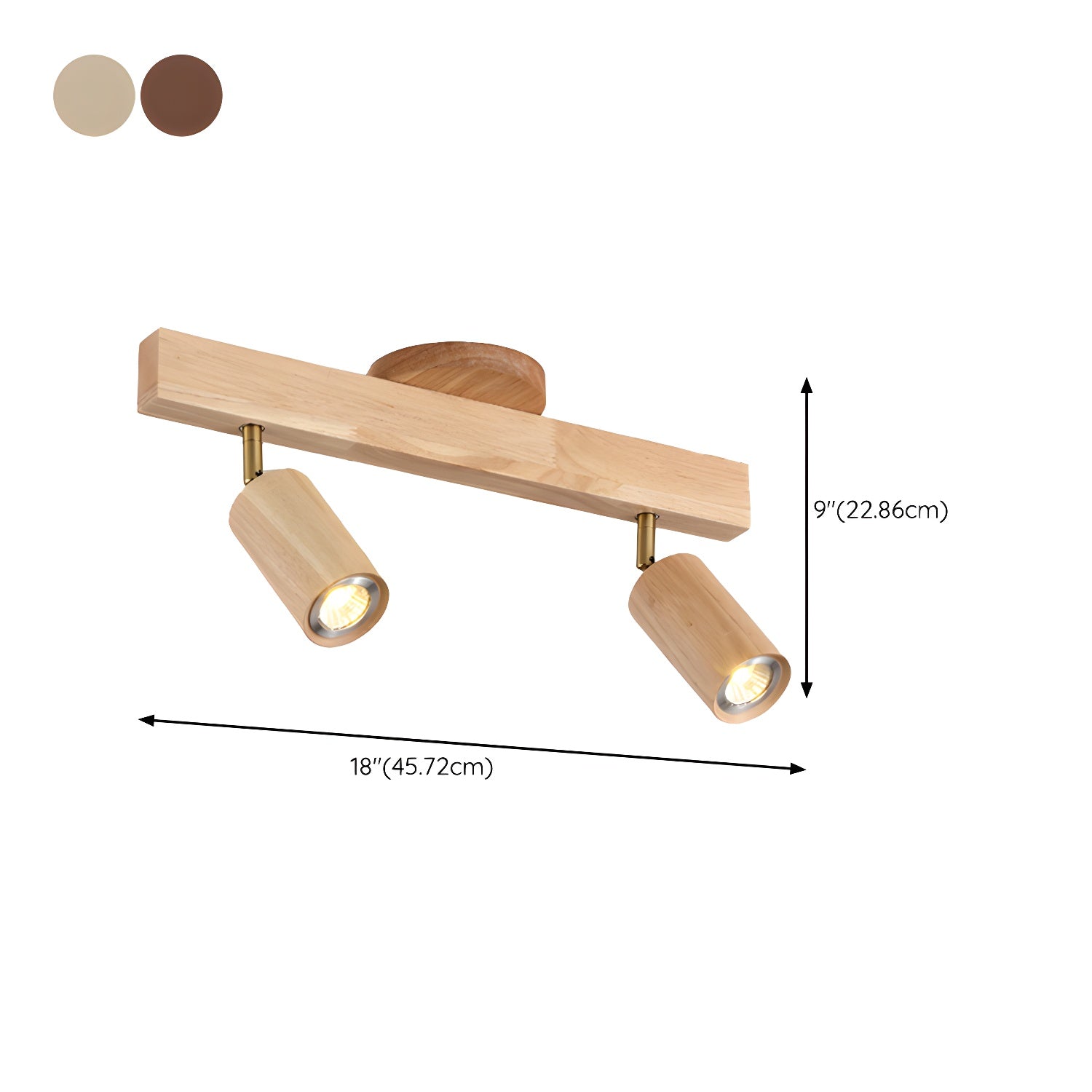 Solara Plafonnier poutre en bois naturel avec spot