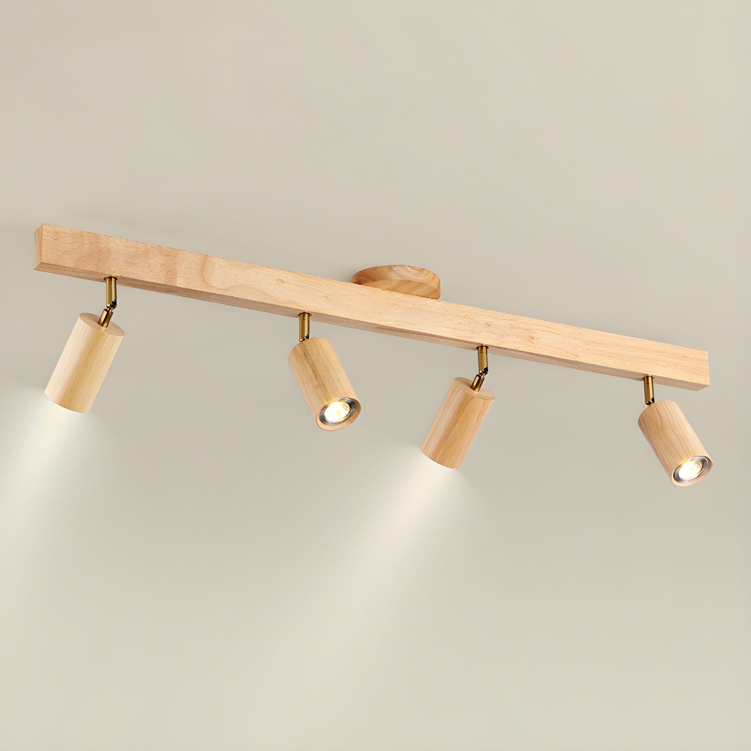 Solara Plafonnier poutre en bois naturel avec spot