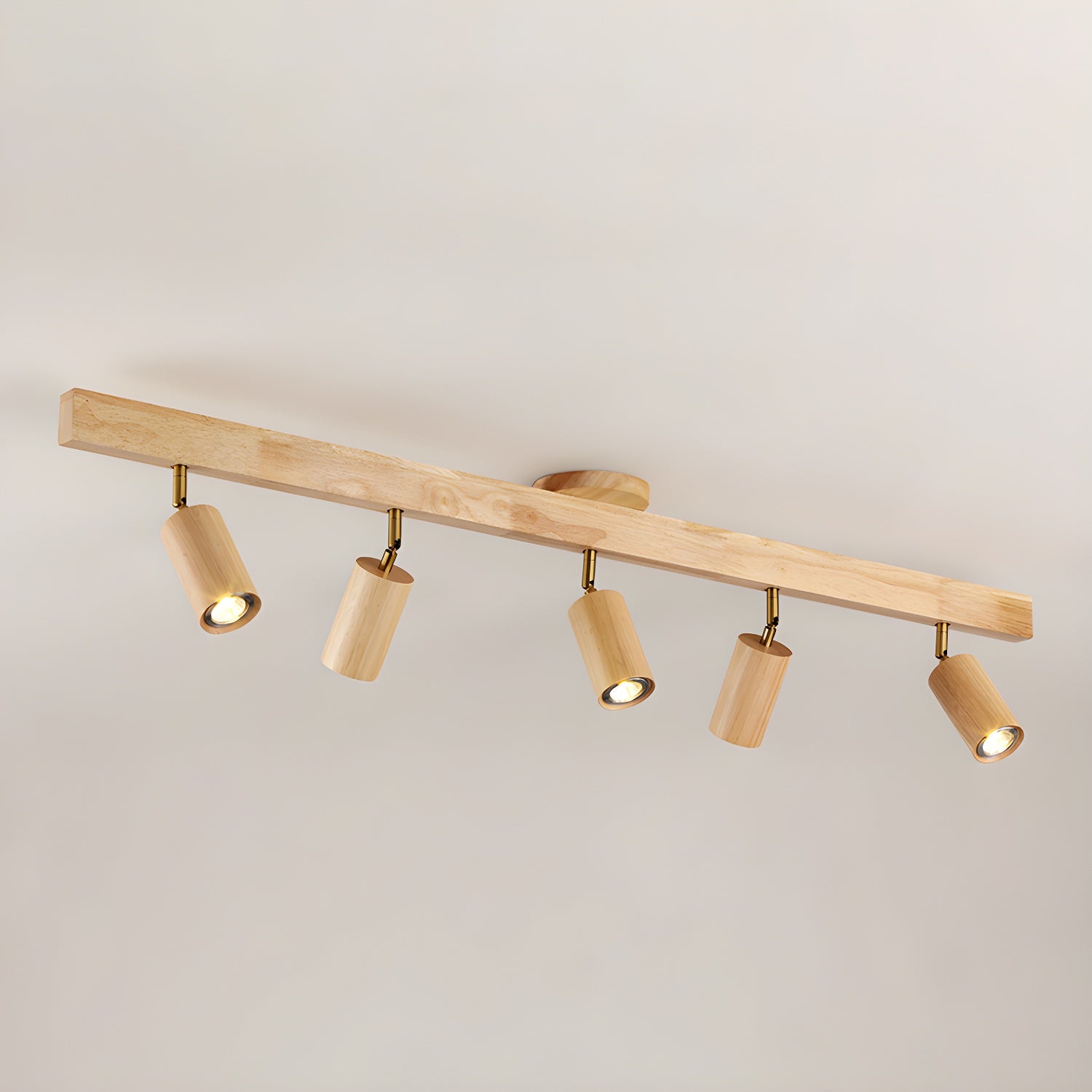 Solara Plafonnier poutre en bois naturel avec spot