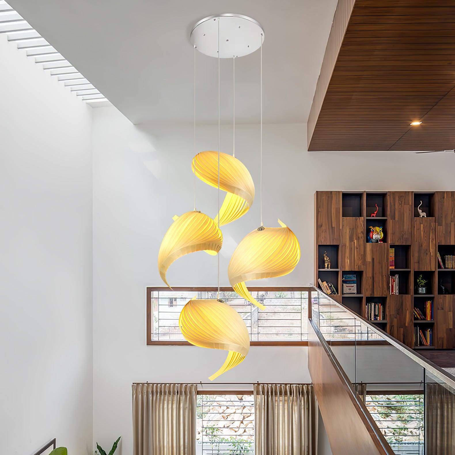 Cumiror Postmoderne Luxe Coquille Bois Bois Pendentif Lumière