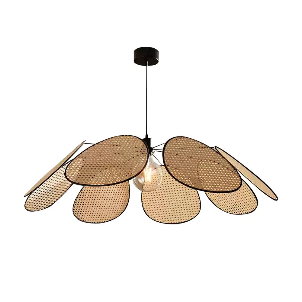 Lustre Avec Pétales et Cadre en Rotin Ambient Bohemian