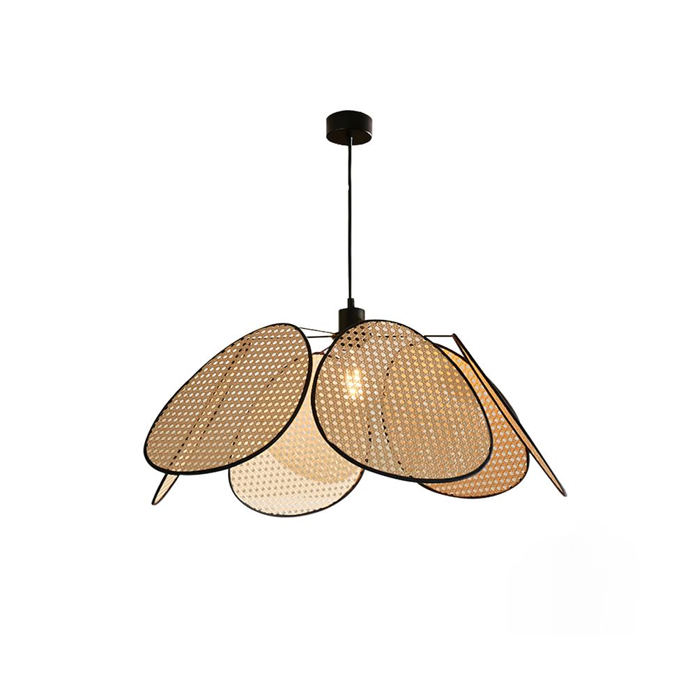 Lustre Avec Pétales et Cadre en Rotin Ambient Bohemian