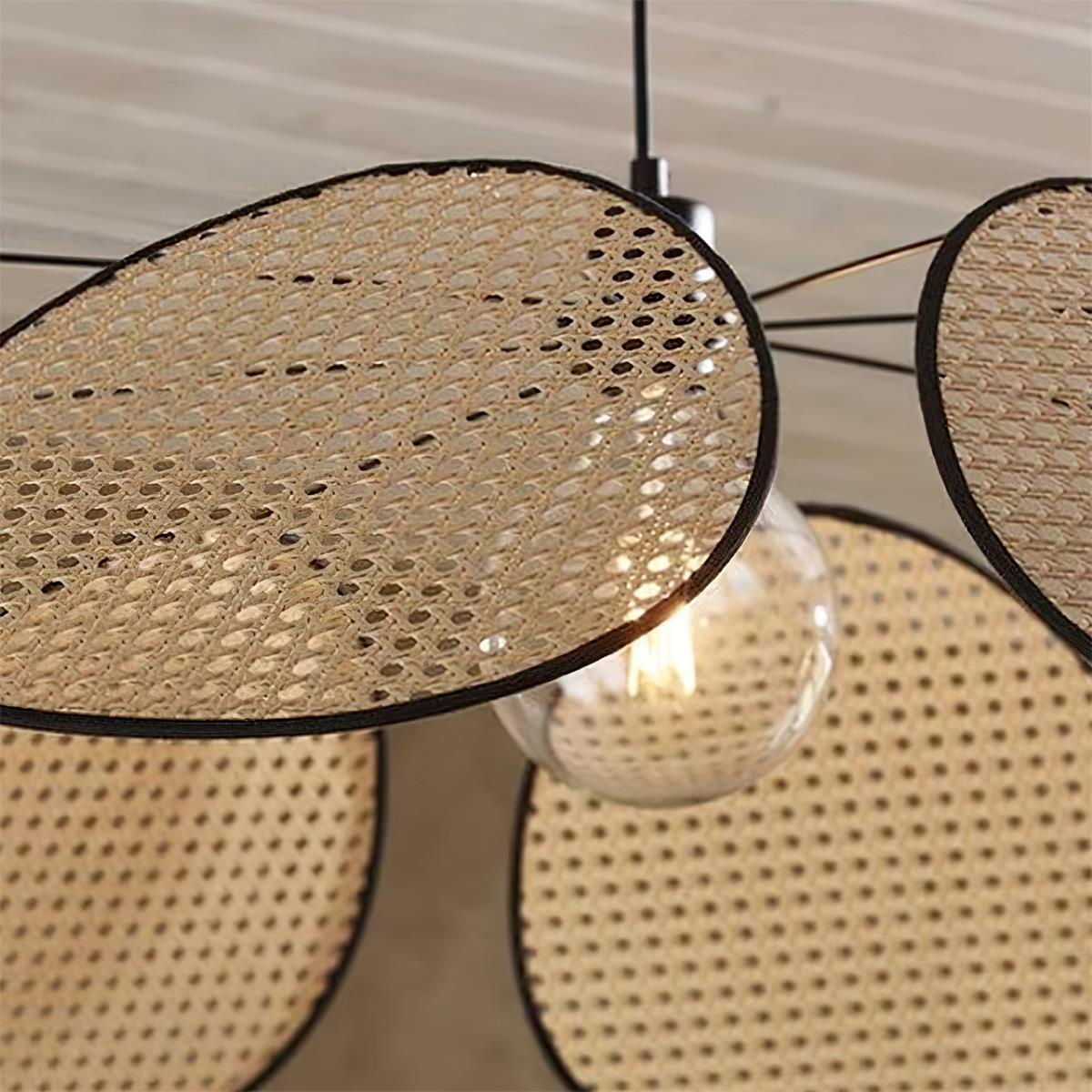 Lustre Avec Pétales et Cadre en Rotin Ambient Bohemian