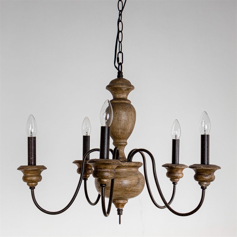 Evvine Lustre Vintage Industriel en Bois et Métal