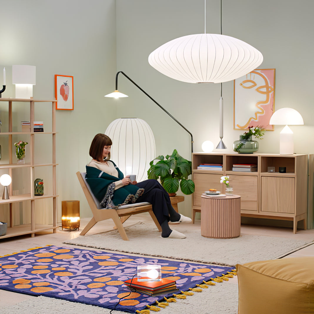 Nebula Lampe Suspendue en Soie de Mûrier Boule