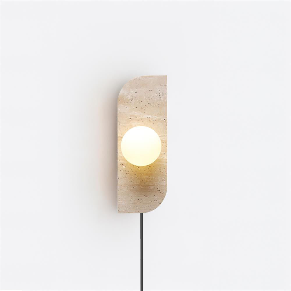 Aurorace Applique murale Travertine Plug-In avec deux globes en verre Soft Glow