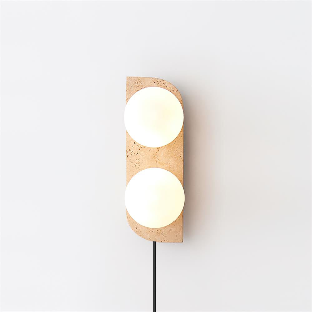 Aurorace Applique murale Travertine Plug-In avec deux globes en verre Soft Glow