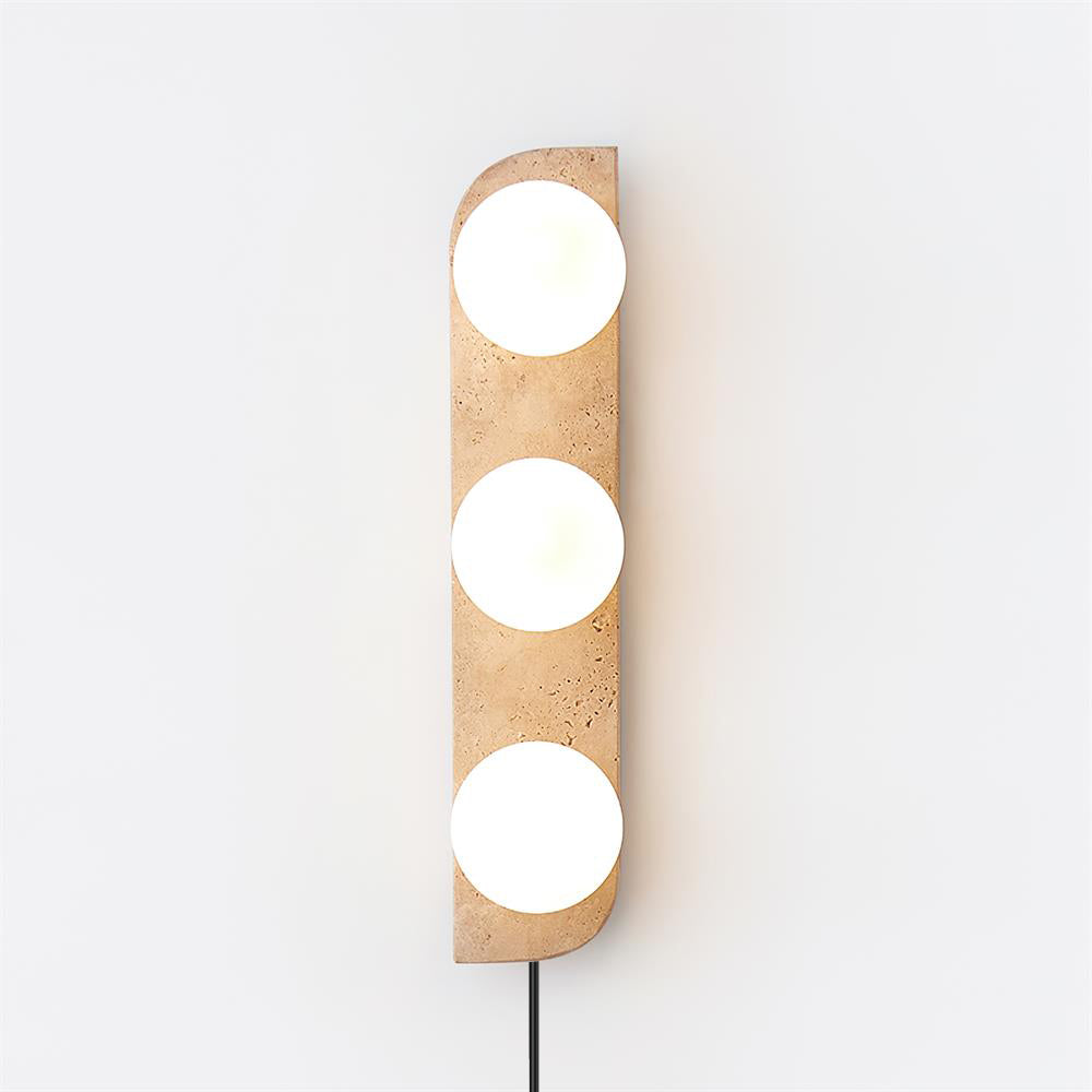 Aurorace Applique murale Travertine Plug-In avec deux globes en verre Soft Glow
