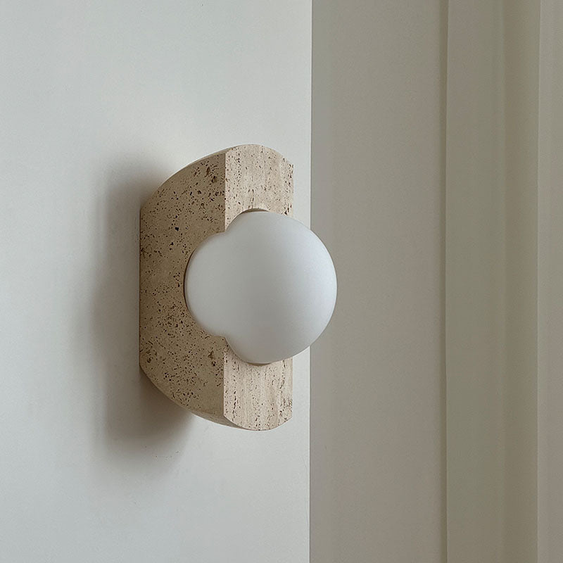 Umaris Lampe Murale Moderne Minimaliste en Verre et Travertin