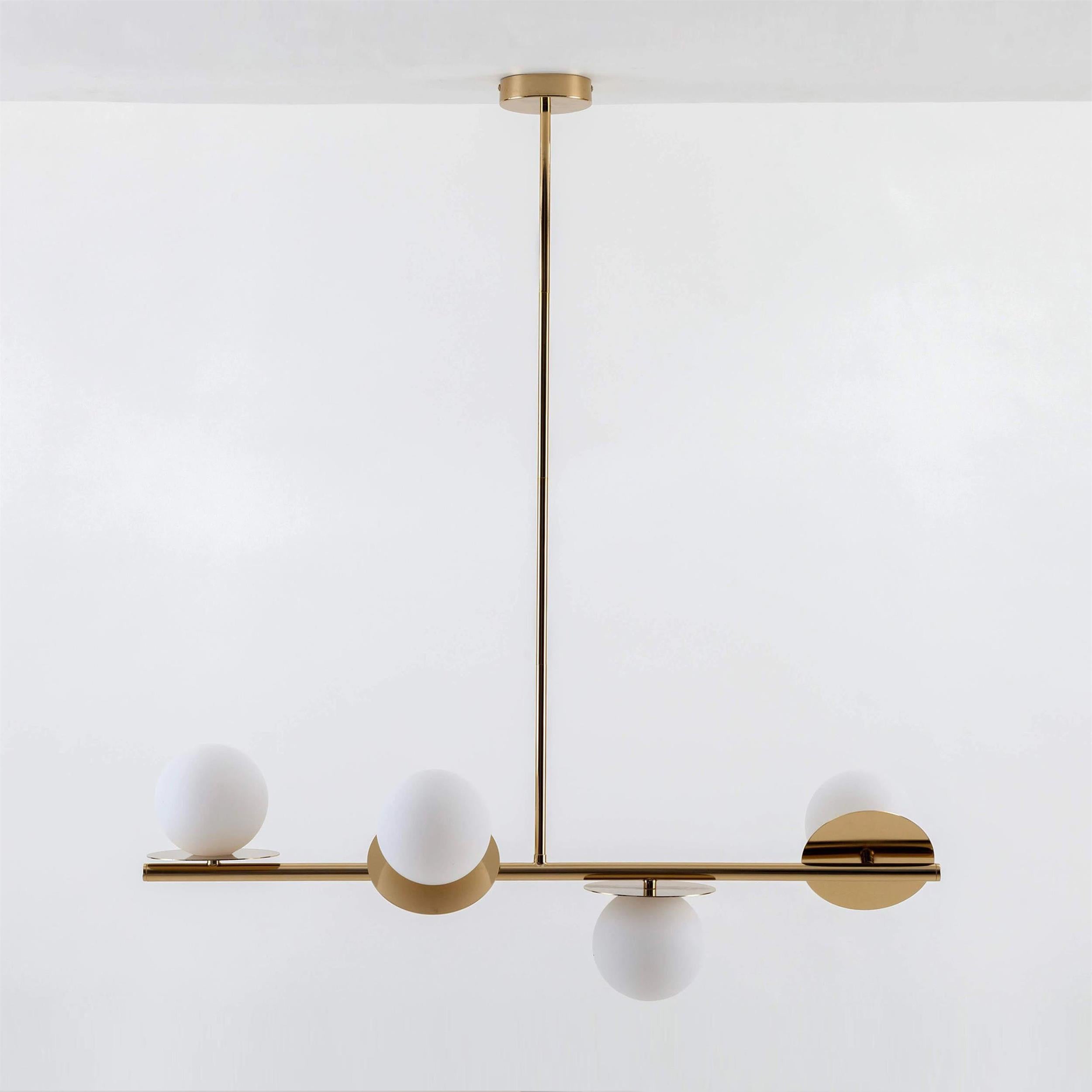 Evvararis Lustre Moderne Minimaliste en Laiton et Verre