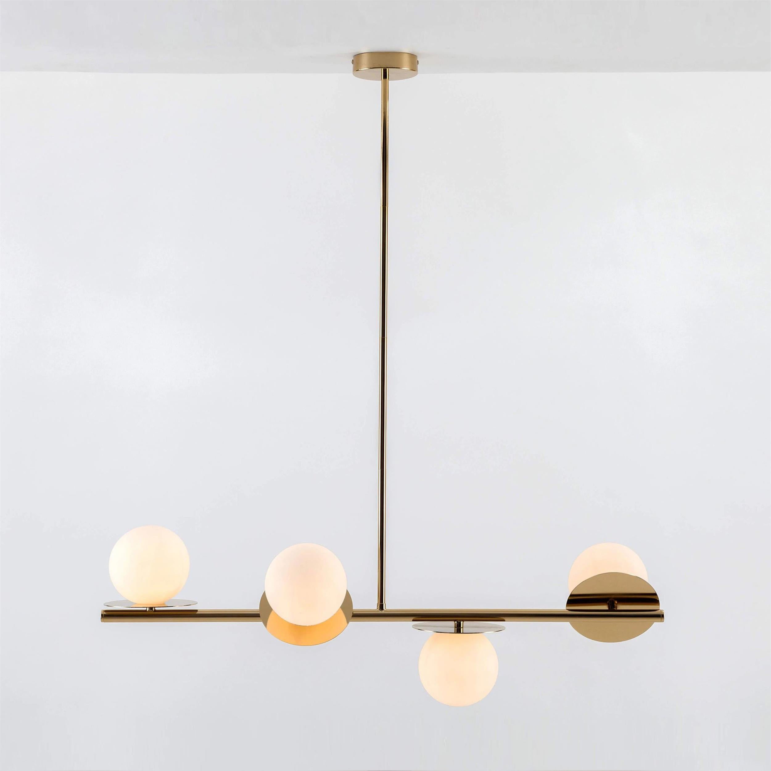 Evvararis Lustre Moderne Minimaliste en Laiton et Verre