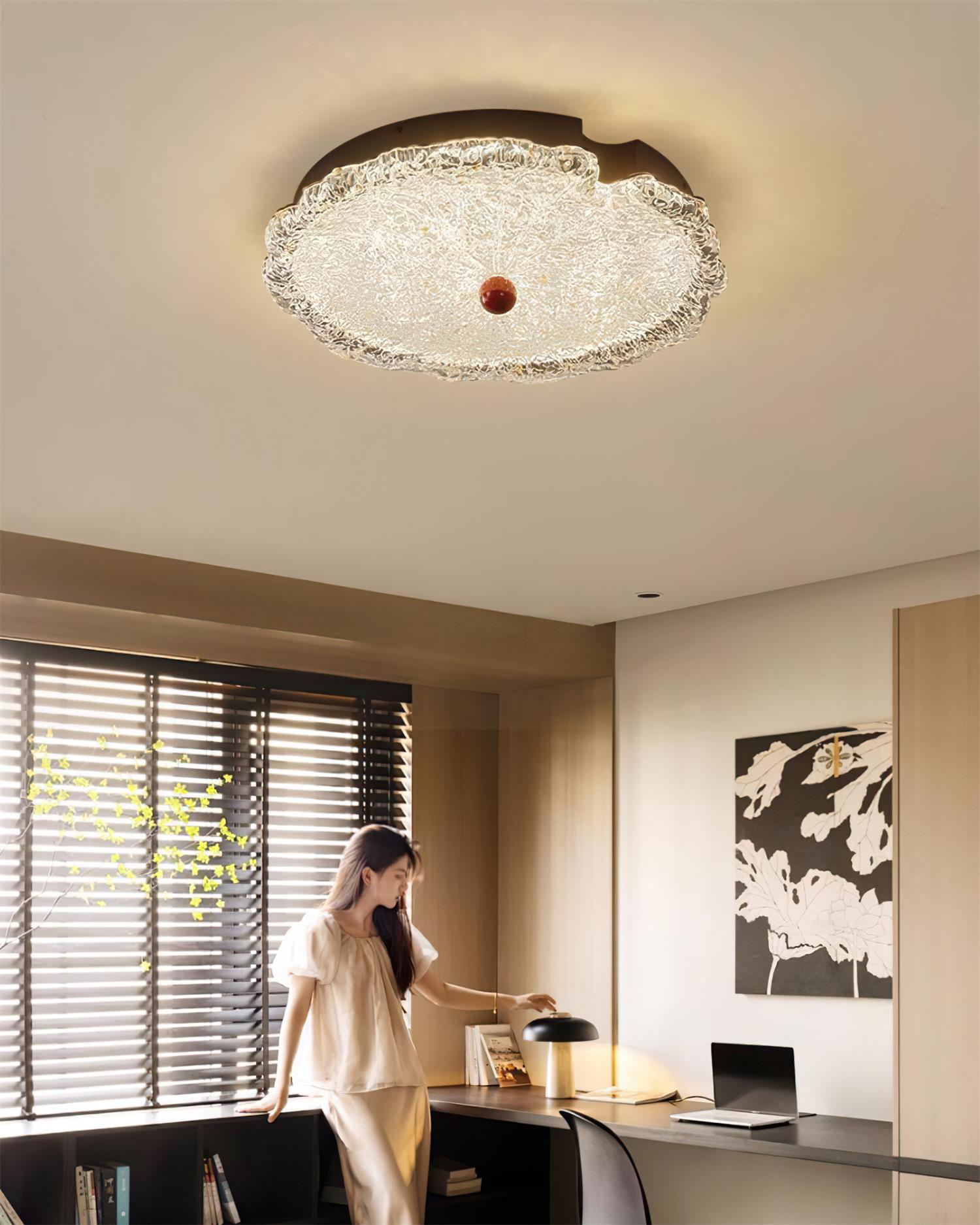 Gialo Lampe Plafonnier en Verre Texturé