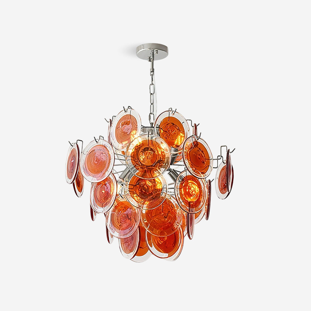 Neuvy Lustre Disques en Verre Iridescent