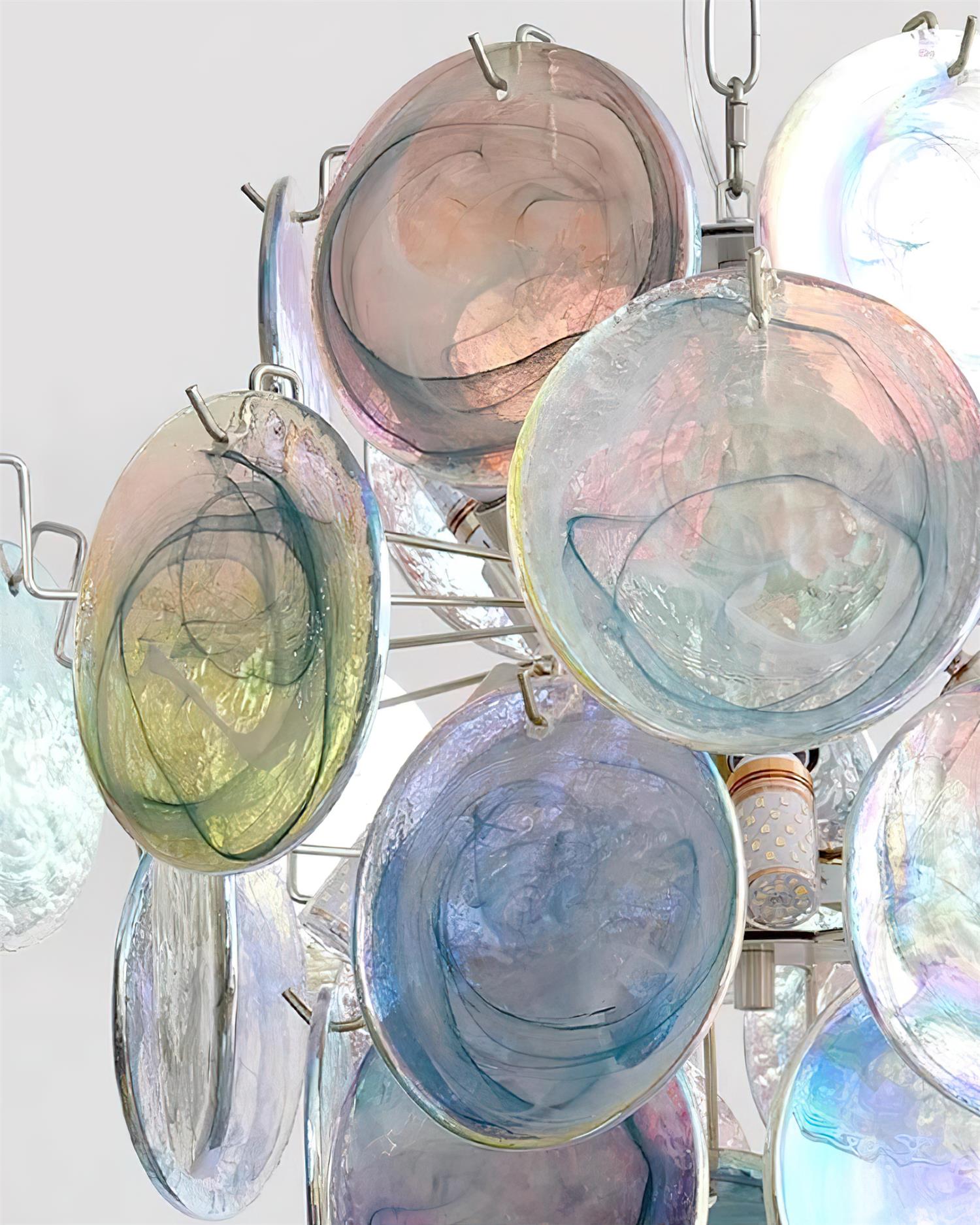 Neuvy Lustre Disques en Verre Iridescent