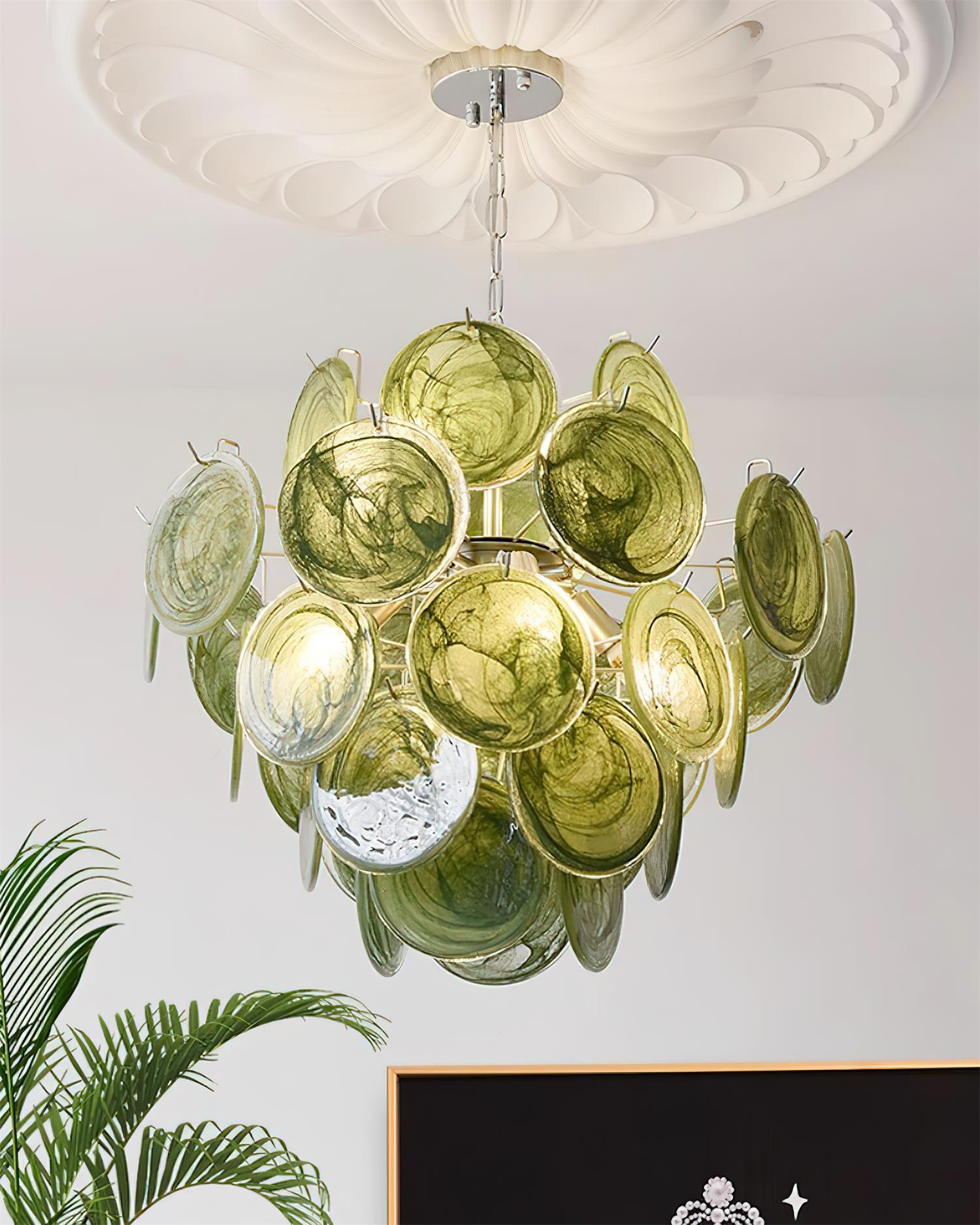 Neuvy Lustre Disques en Verre Iridescent