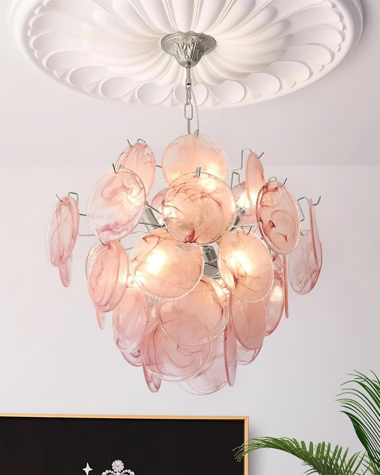 Neuvy Lustre Disques en Verre Iridescent