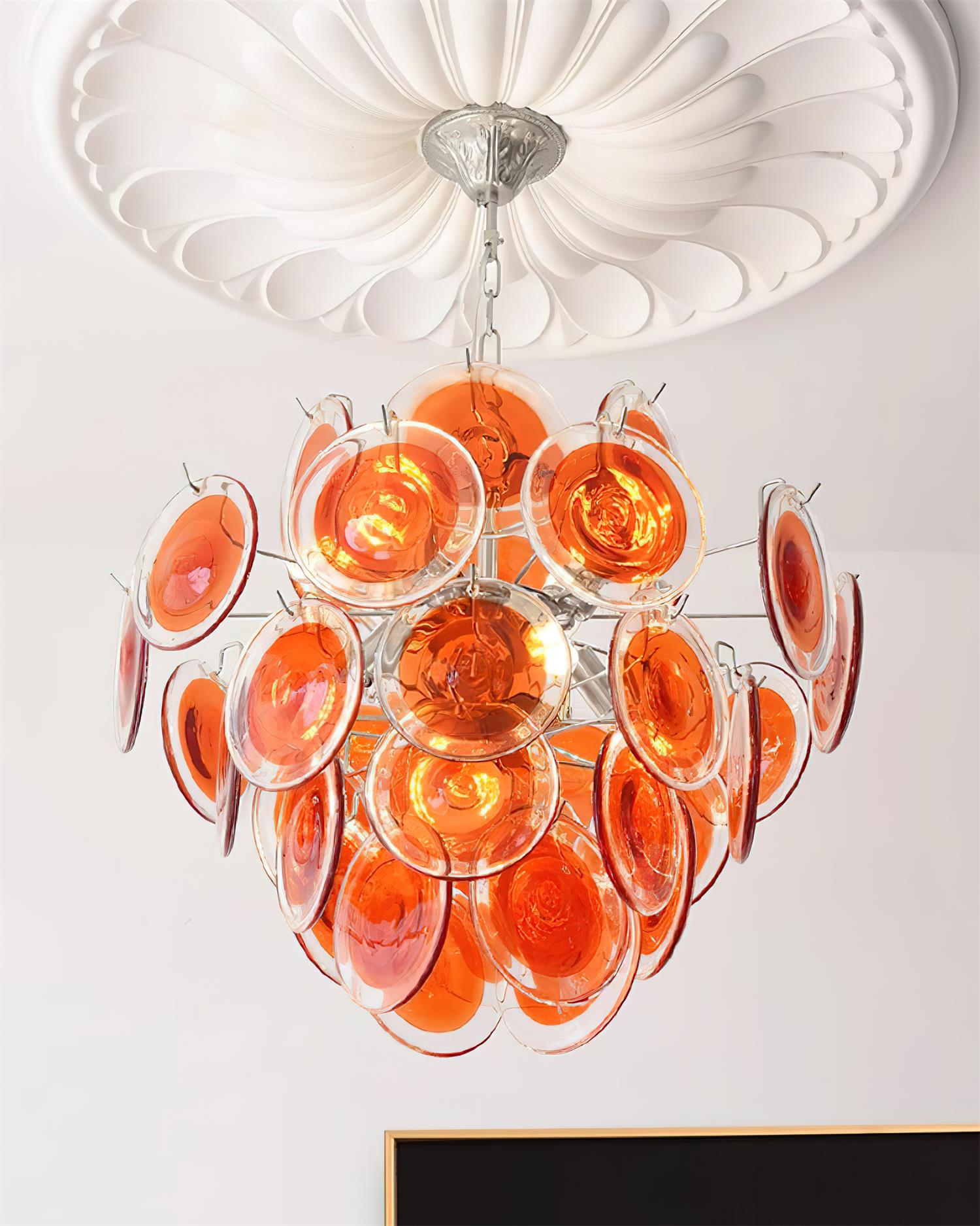 Neuvy Lustre Disques en Verre Iridescent