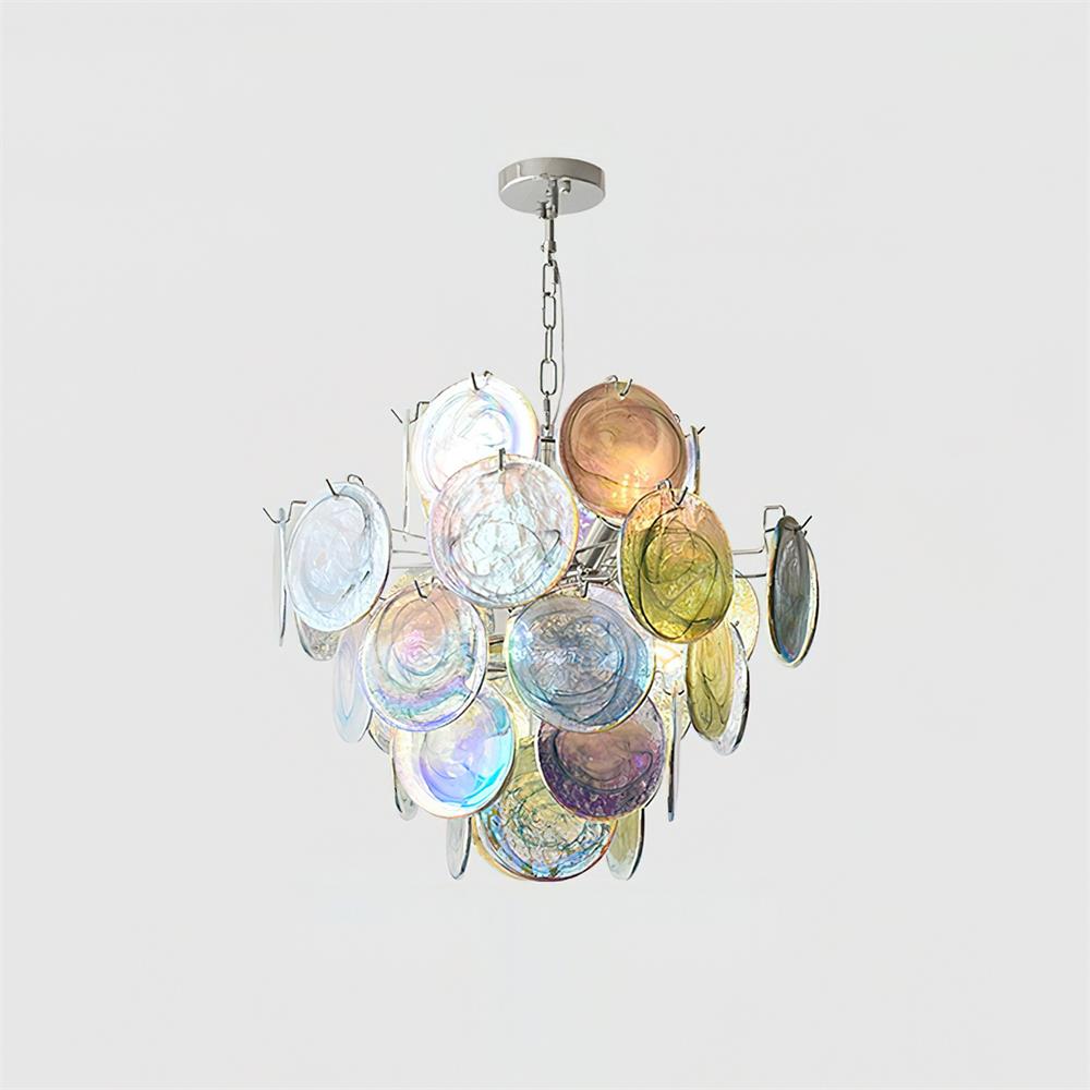 Neuvy Lustre Disques en Verre Iridescent