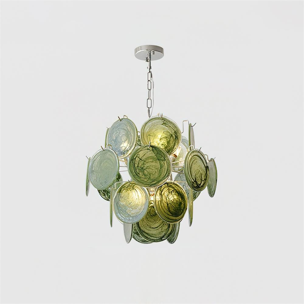 Neuvy Lustre Disques en Verre Iridescent