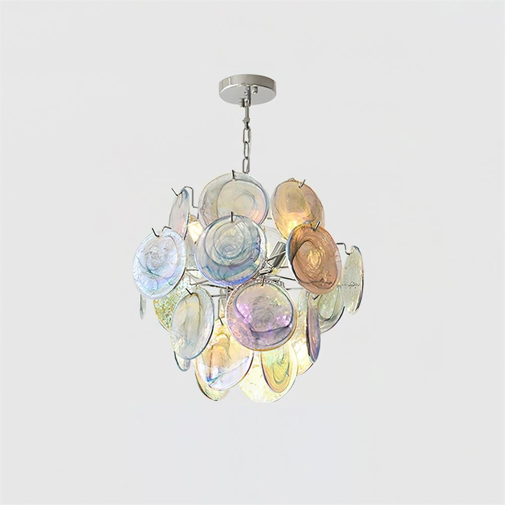 Neuvy Lustre Disques en Verre Iridescent