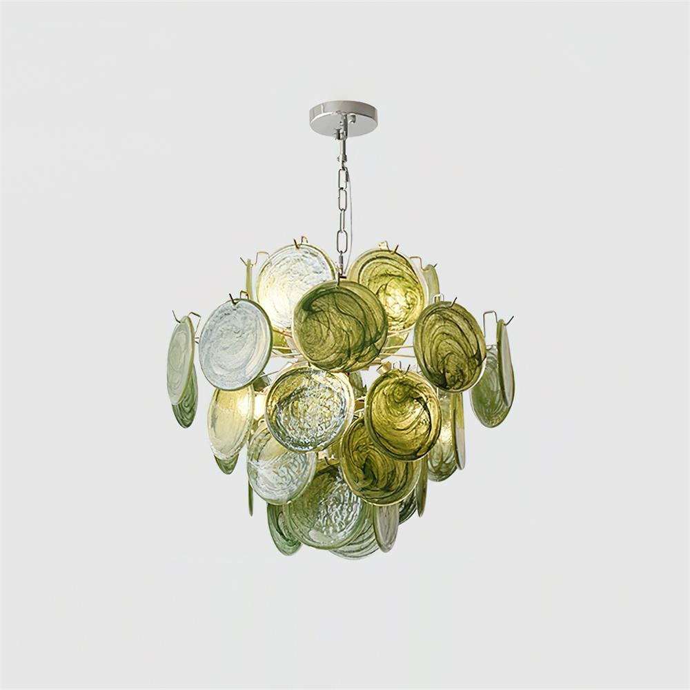 Neuvy Lustre Disques en Verre Iridescent