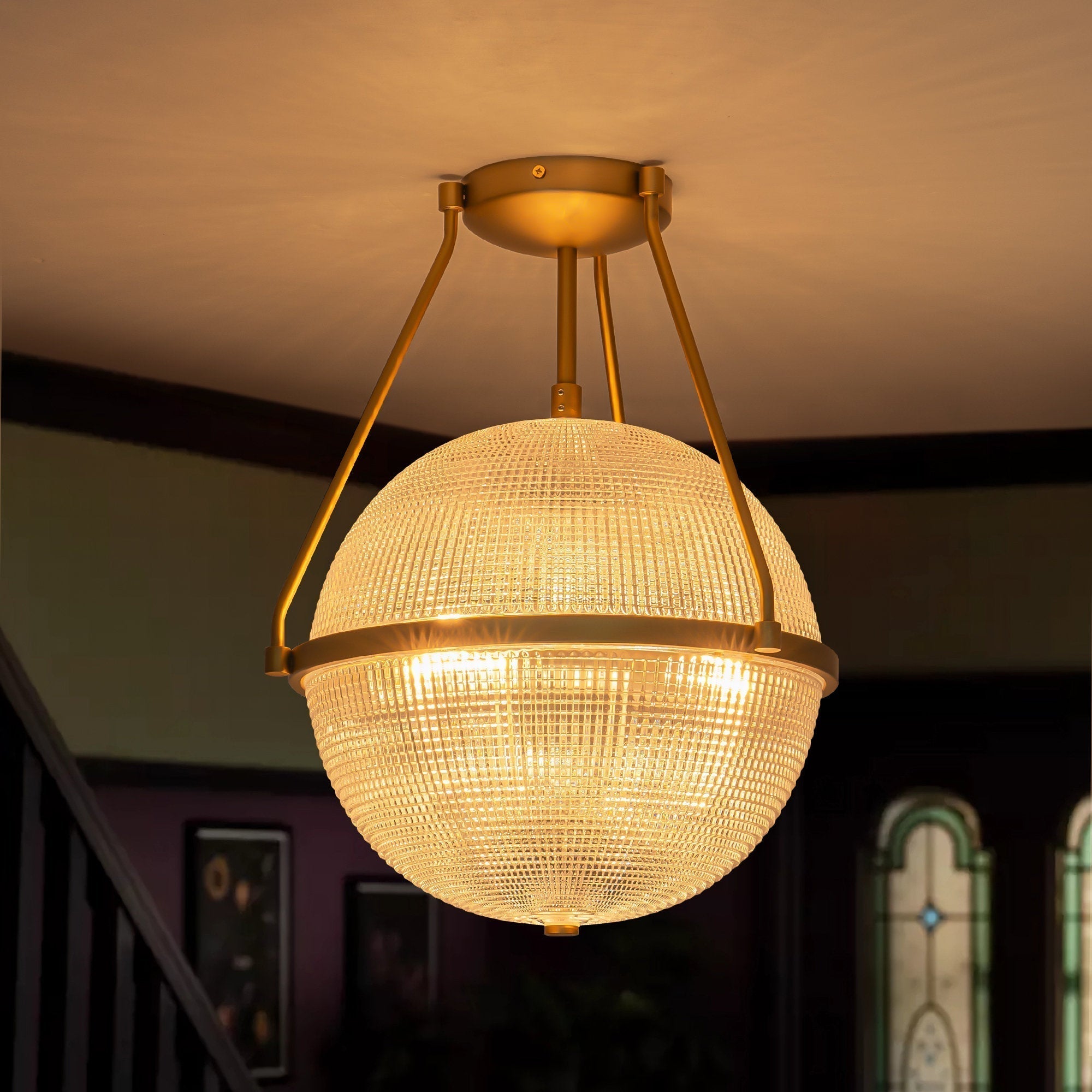 Atale Lampe de Plafond Moderne Minimaliste en Verre et Métal