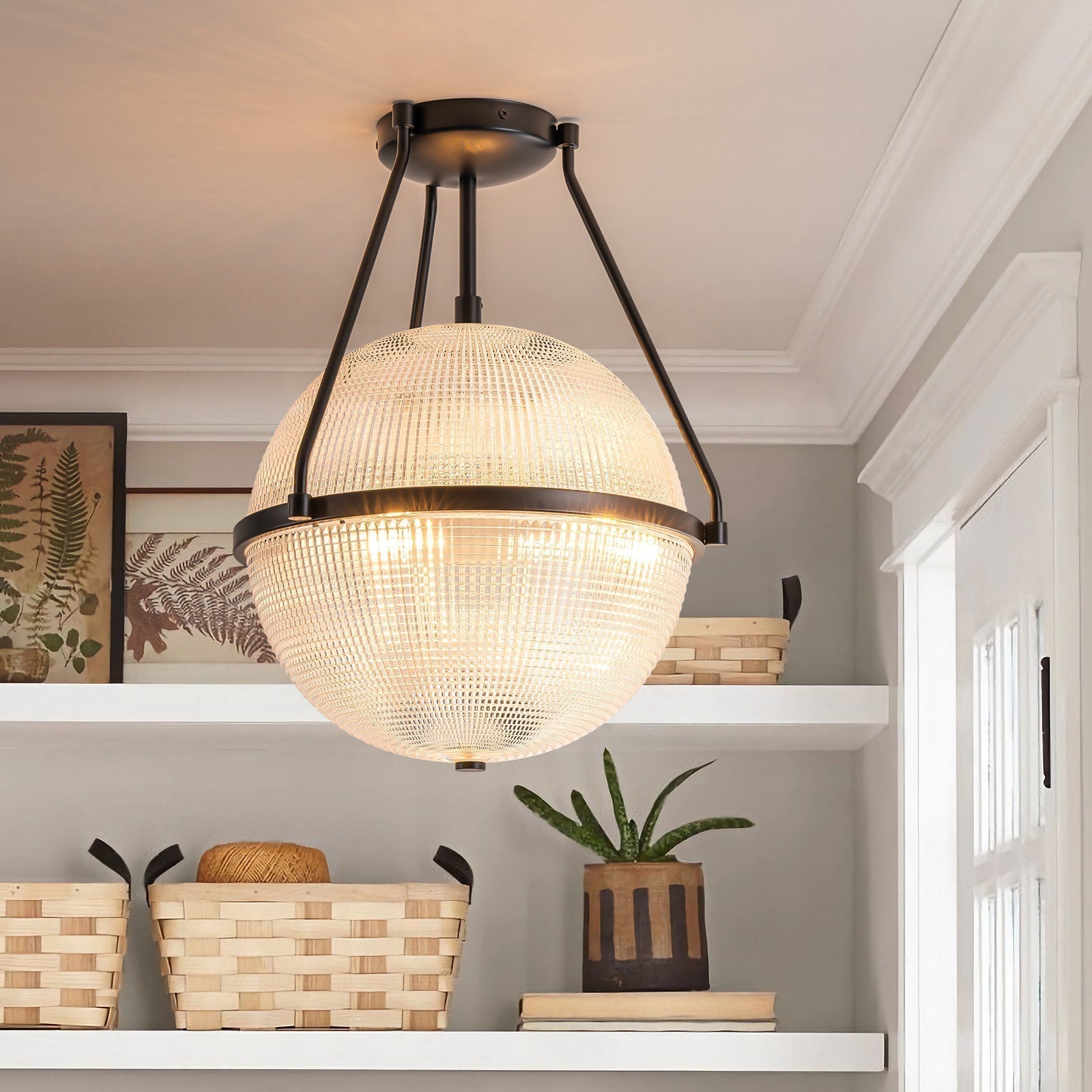 Atale Lampe de Plafond Moderne Minimaliste en Verre et Métal