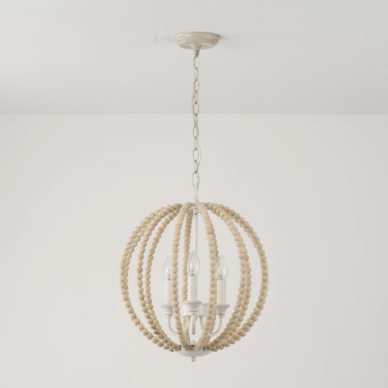 Vanoren Suspension Moderne Minimaliste en Bois et Métal Avec Perles