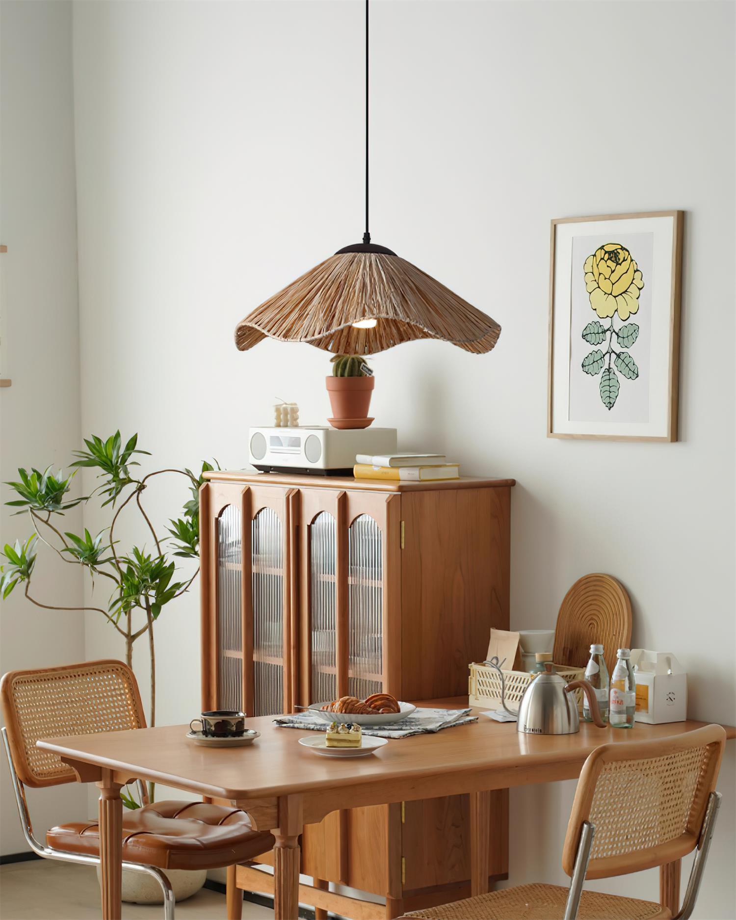 Nikita Suspension Rattan Organique Ondulée