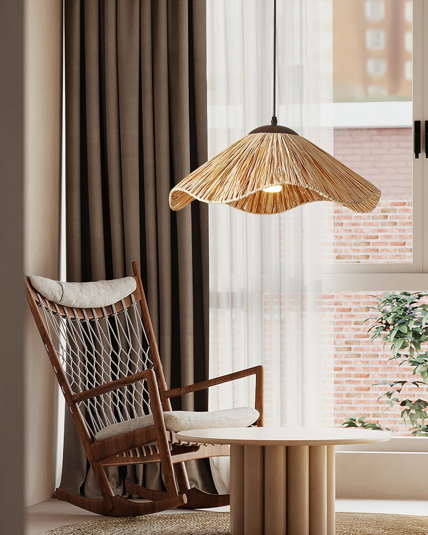 Nikita Suspension Rattan Organique Ondulée
